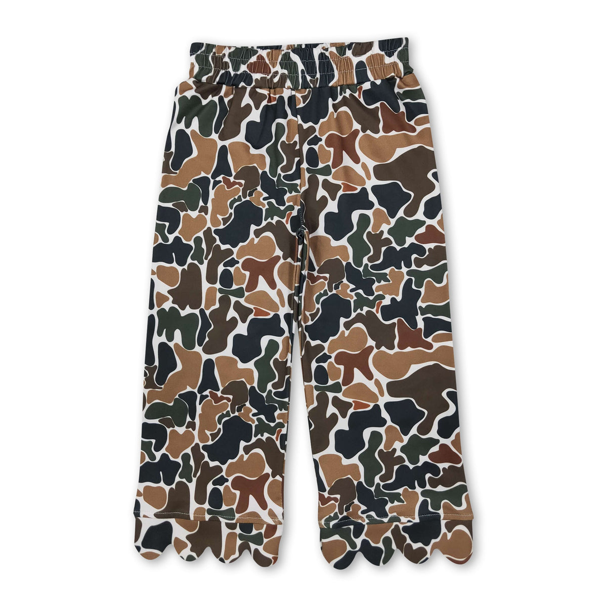 Brown camo scallop kids girls fall pants