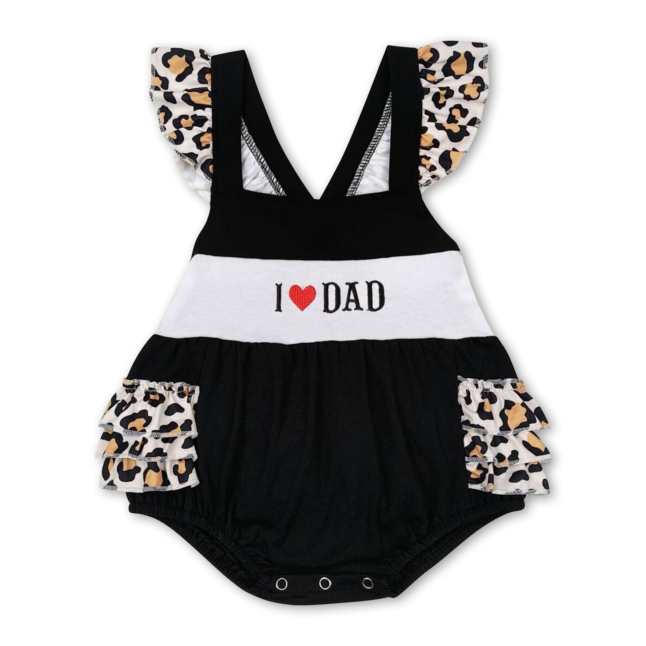 I love DAD black leopard baby girls father&