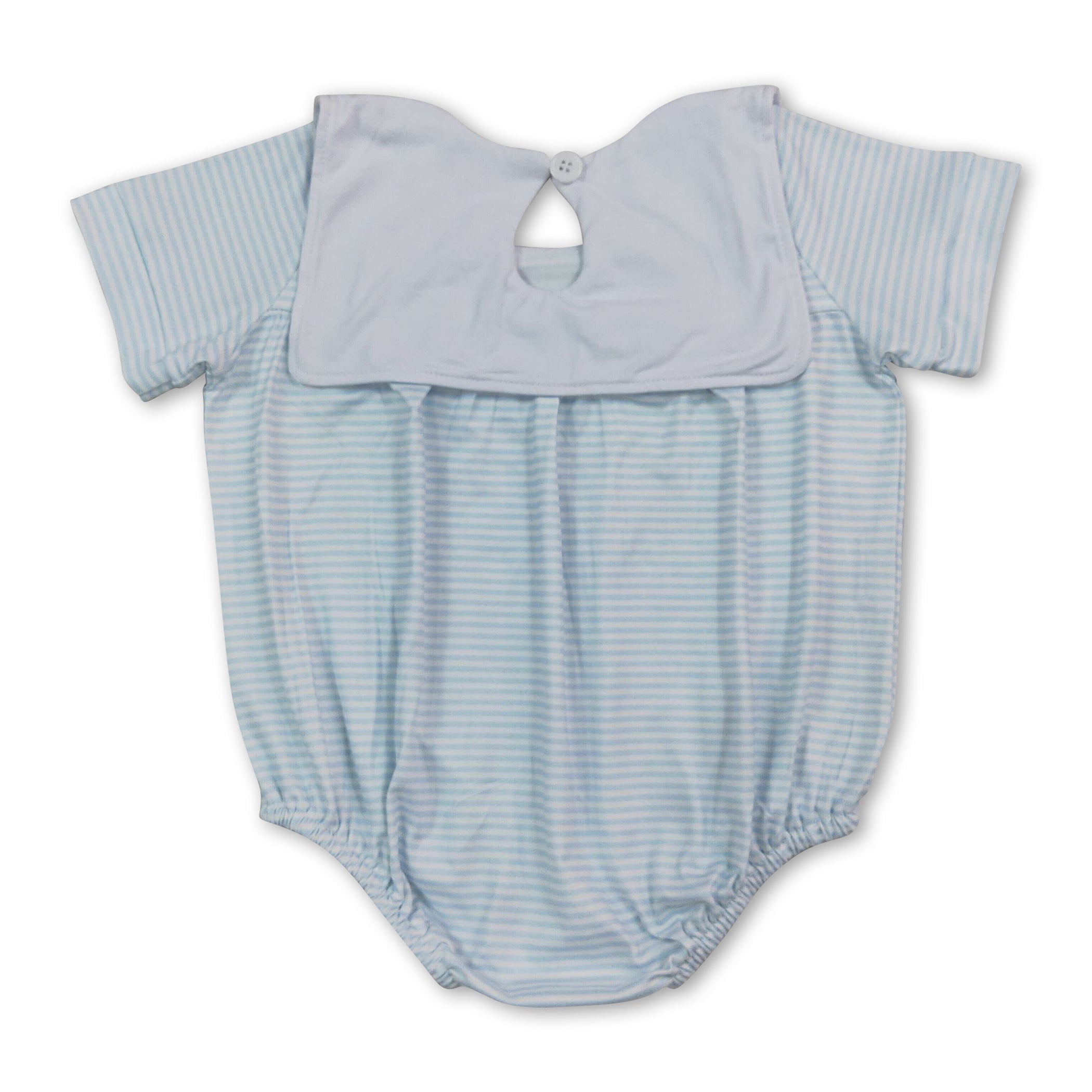 Short sleeves stripe farm tractor embroidery boy romper