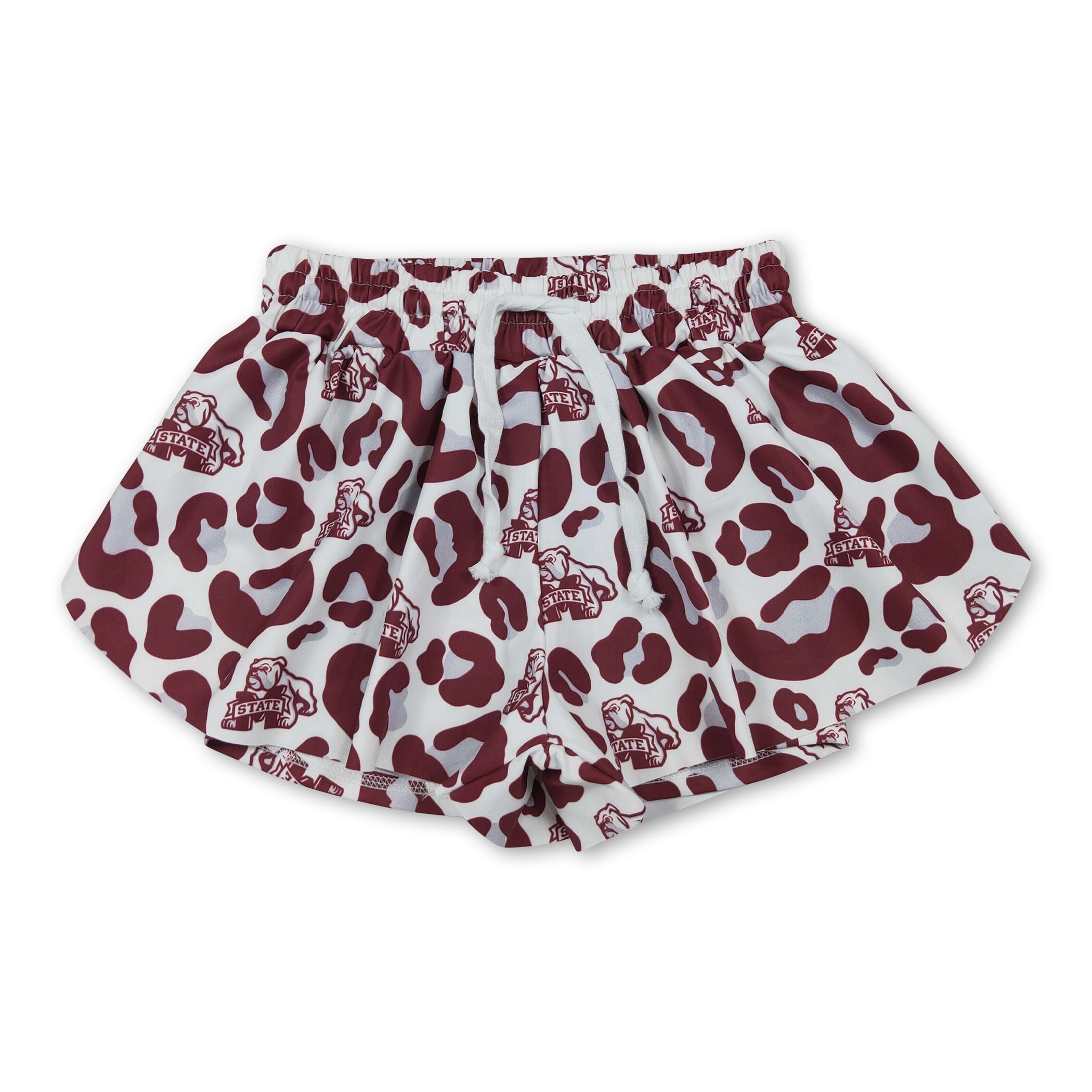 Maroon leopard dog M kids girls team active shorts
