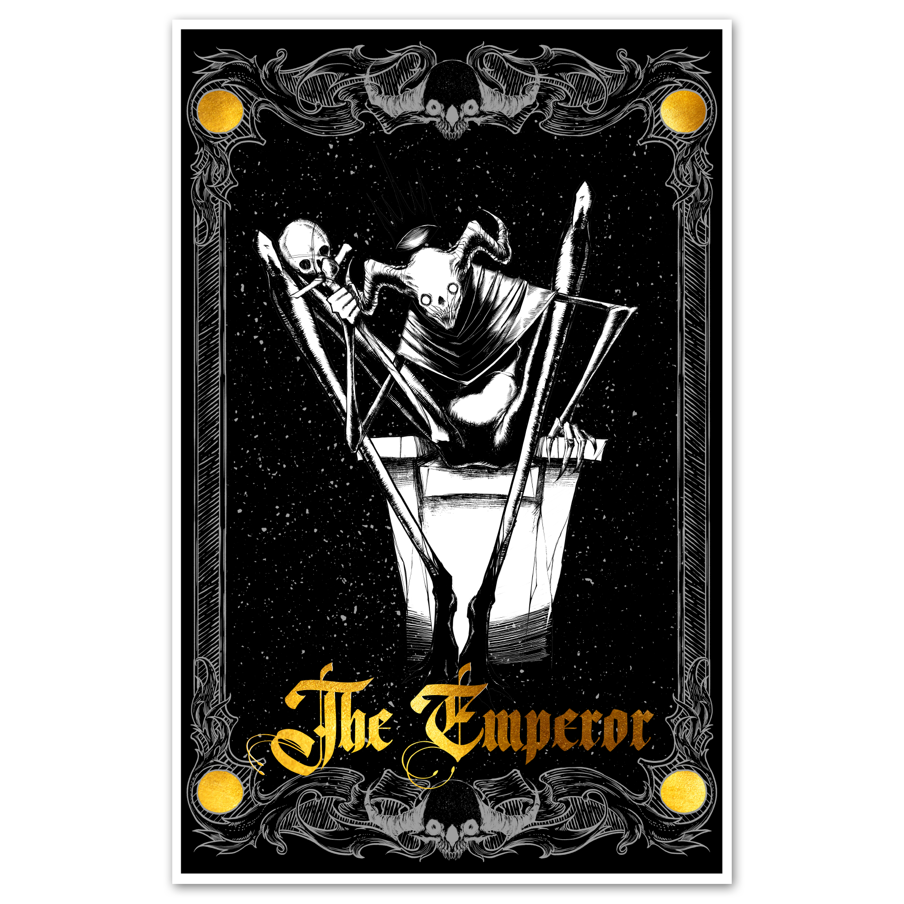 11x17 tarot poster featuring The Emperor from the Major Arcana series by Any Means Necessary Clothing