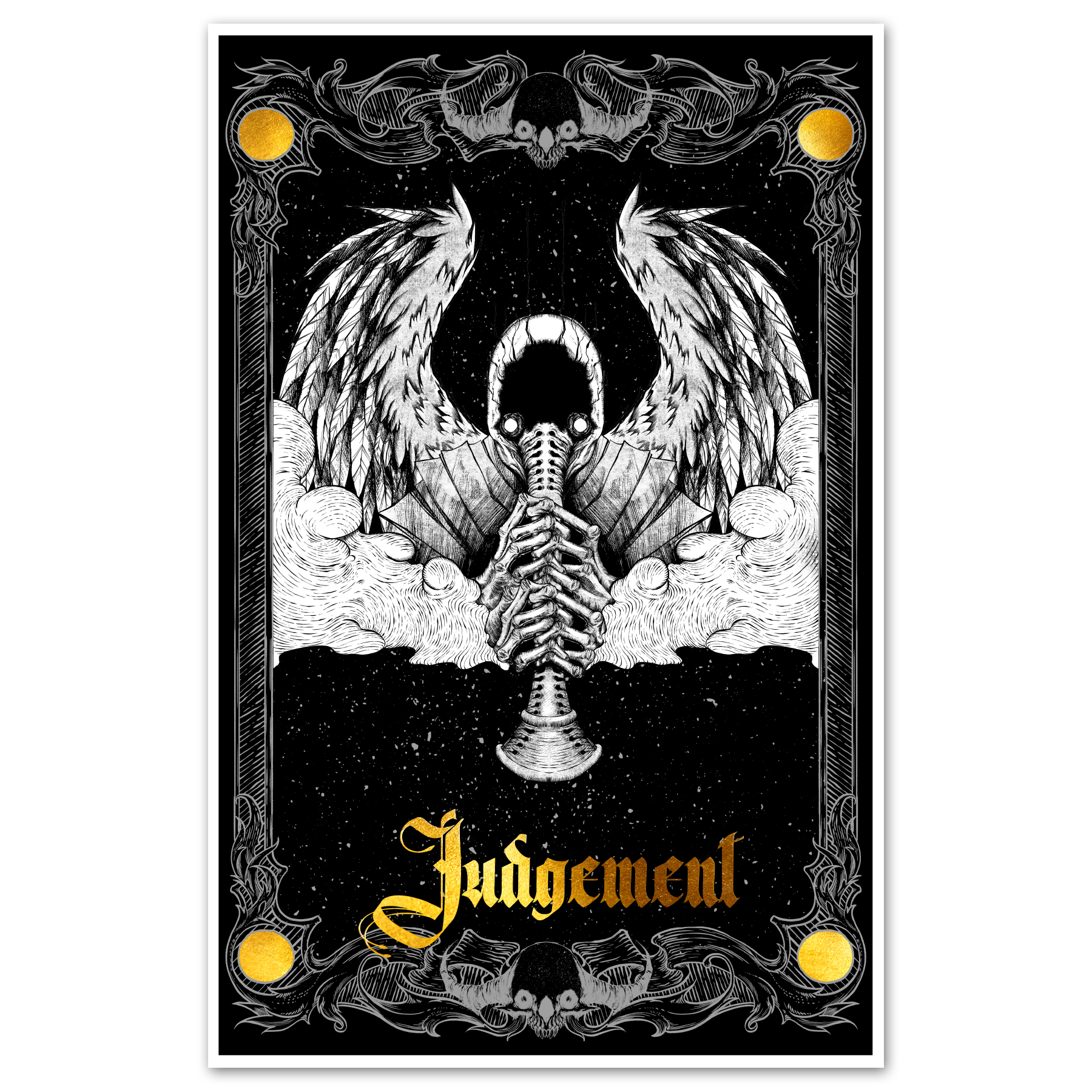 11x17 Major Arcana Tarot Judgement poster by Any Means Necessary Clothing, featuring artistic tarot card design.