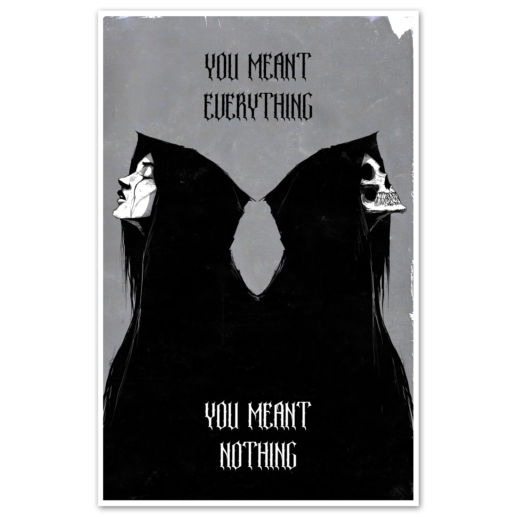 11x17 poster featuring the "Everything Nothing" print by Any Means Necessary Clothing, showcasing minimalist black and white artwork.