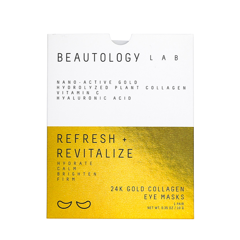 BEAUTOLOGY LAB 24K Gold Collagen Eye Masks, individual skincare treatment for revitalizing and brightening under-eye skin.