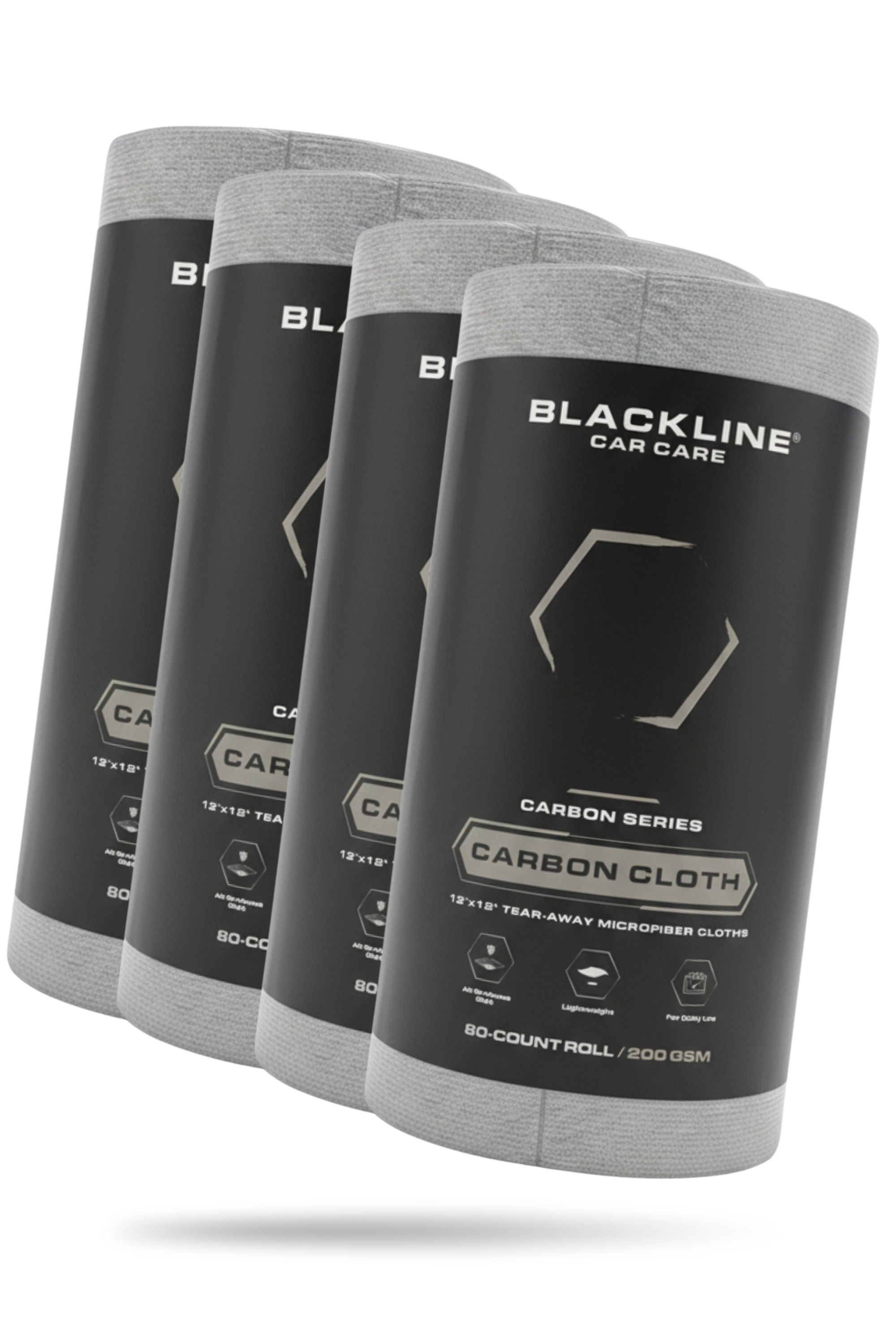 Blackline Carbon Cloth by Blackline Car Care, close-up view showing black carbon fiber material for automotive detailing.