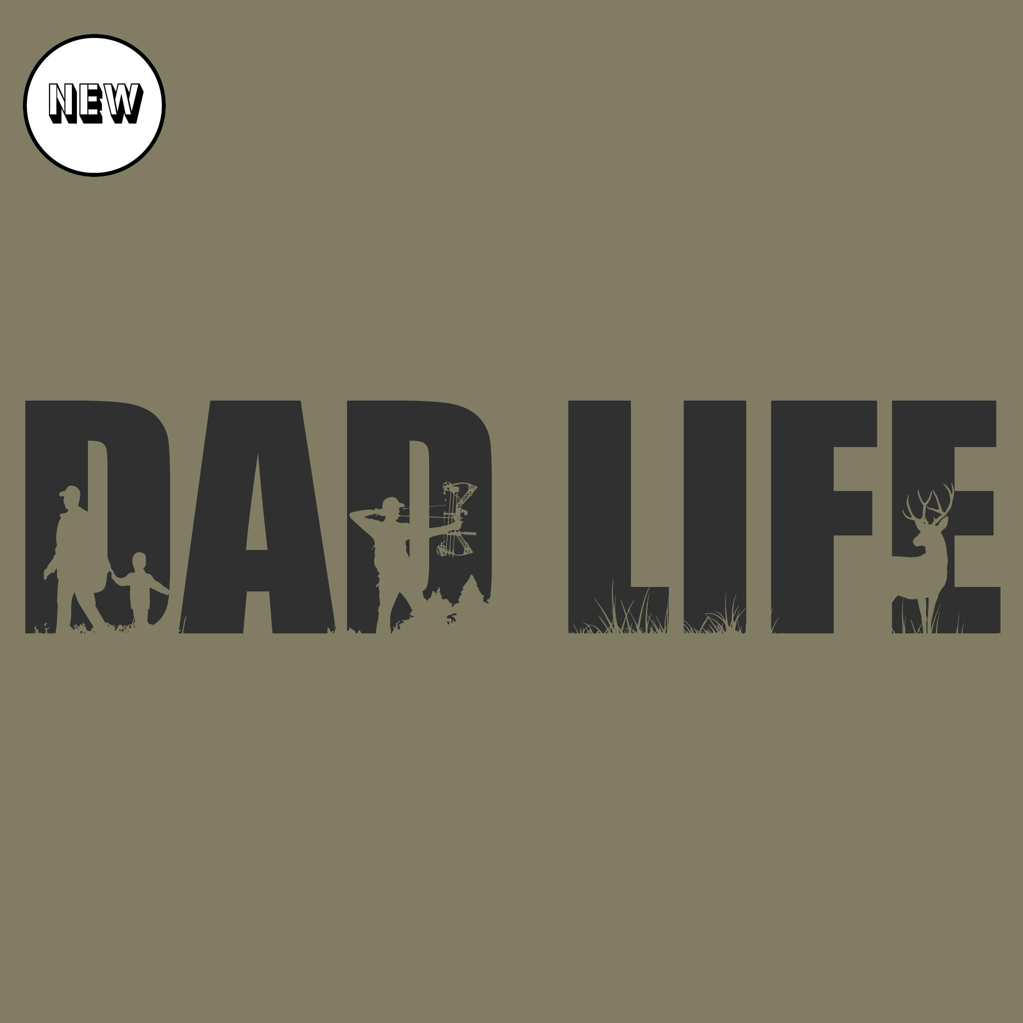 Gray "DAD LIFE" T-shirt by Bow Crew Apparel featuring bold printed graphic and comfortable cotton fabric.