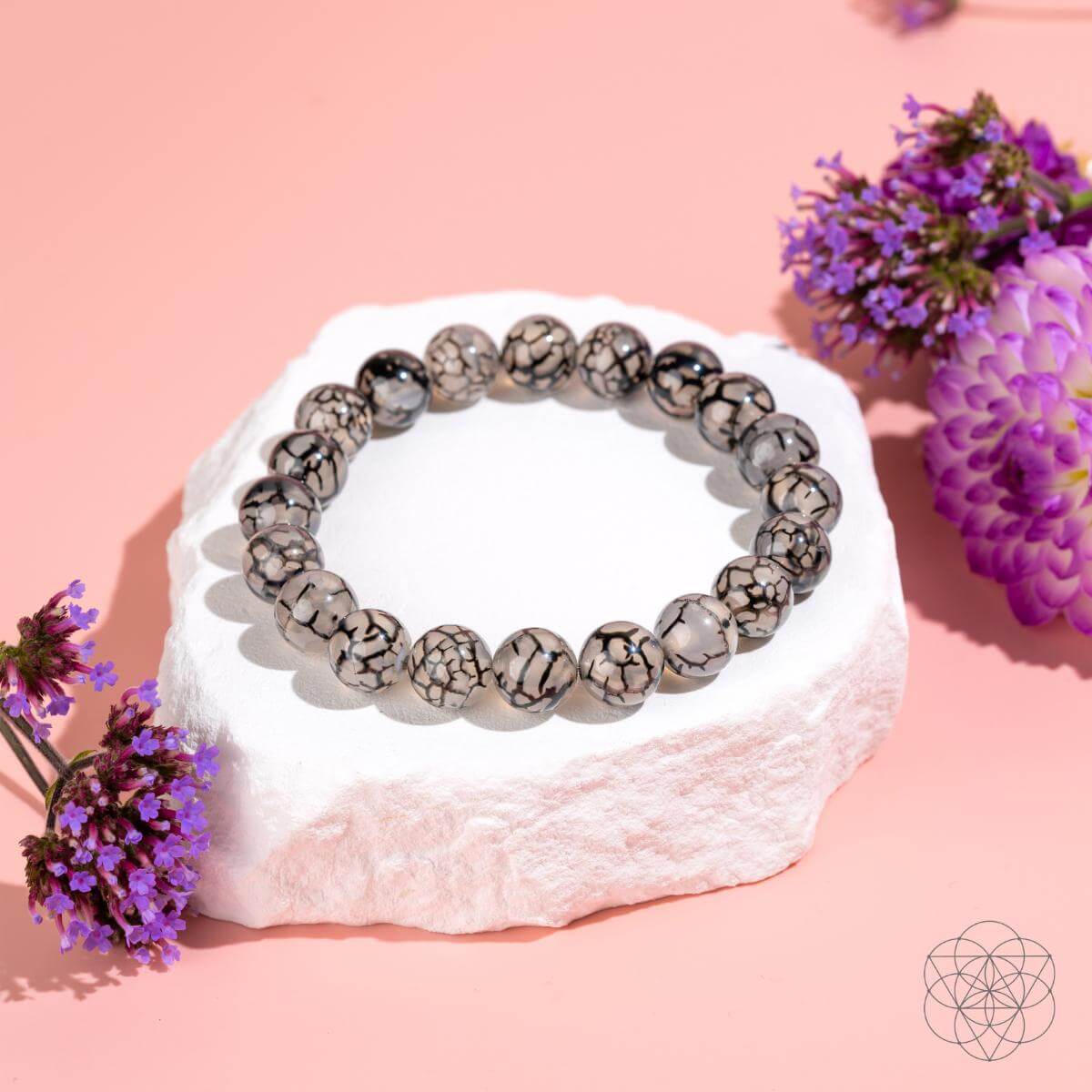 River agate bracelet from Conscious Items, featuring natural stone beads, designed for calming and mindfulness.