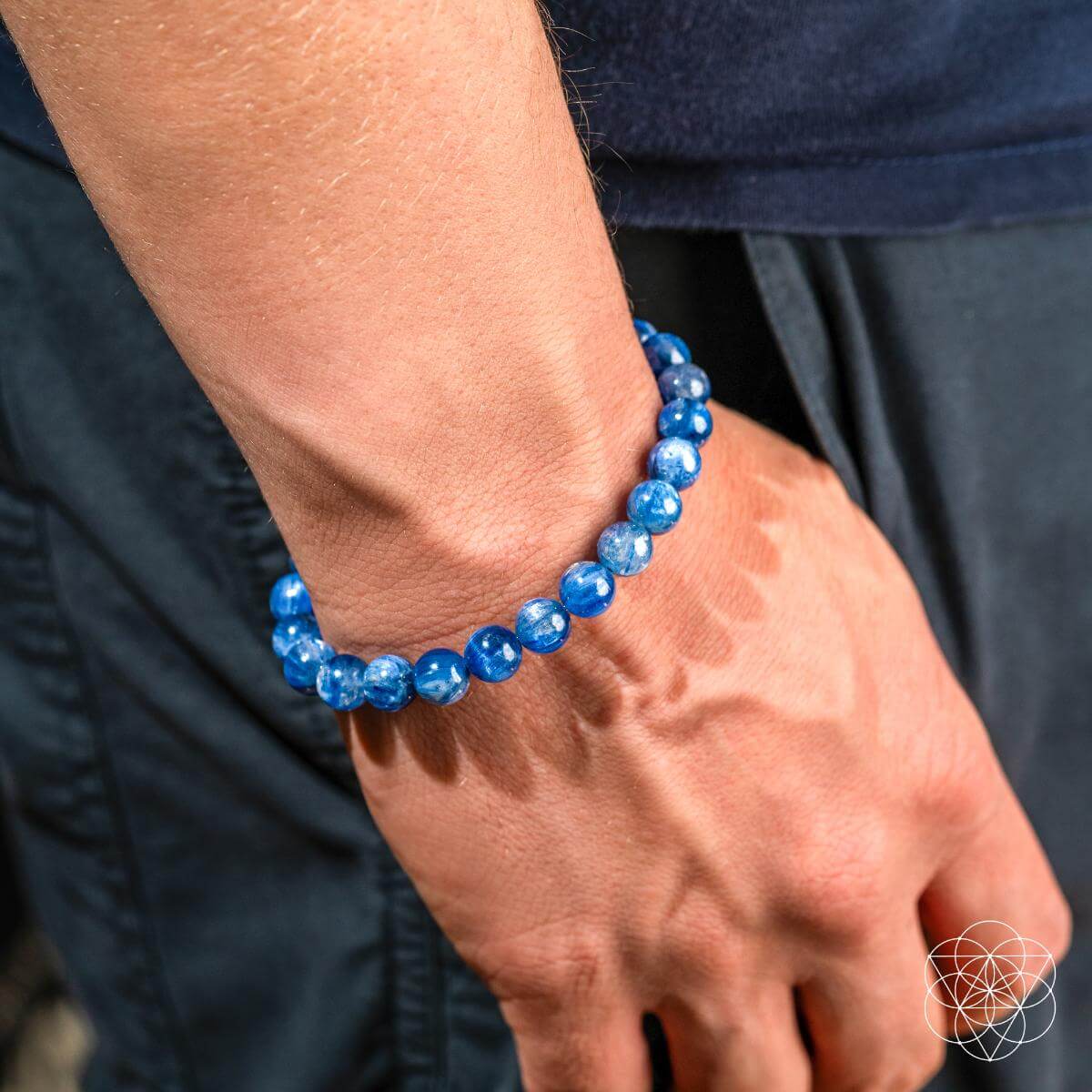 Rare kyanite bracelet from Conscious Items featuring natural blue kyanite stones on a delicate bracelet band.