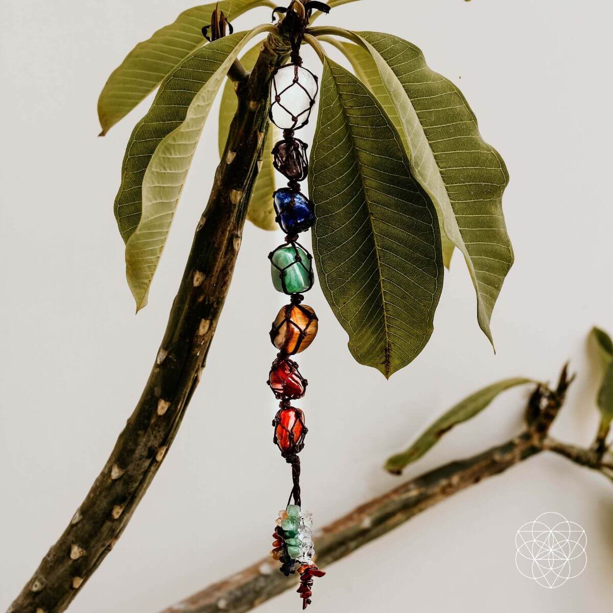 Colorful 7 Chakra healing tassel home decoration with beads and tassels, designed for positive energy and spiritual harmony.