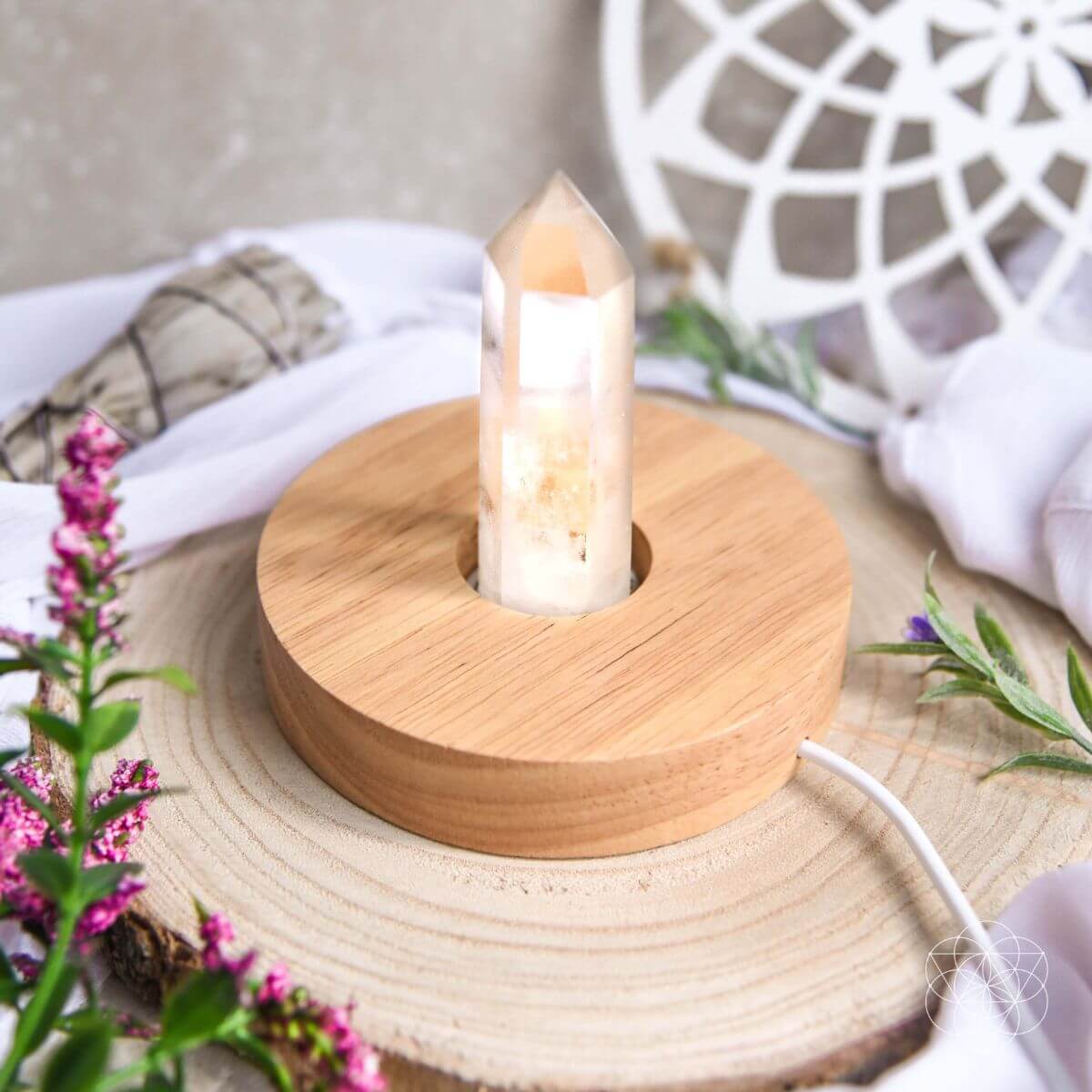 Conscious Items The Healing Lamp night light emitting a soothing glow, designed for calming and relaxing nighttime ambiance.