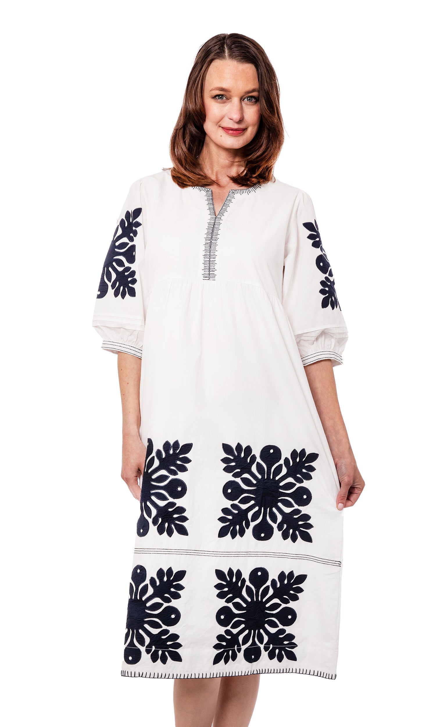 Black and white applique dress by Dizzy-Lizzie, featuring a stylish design with intricate applique details on the fabric.