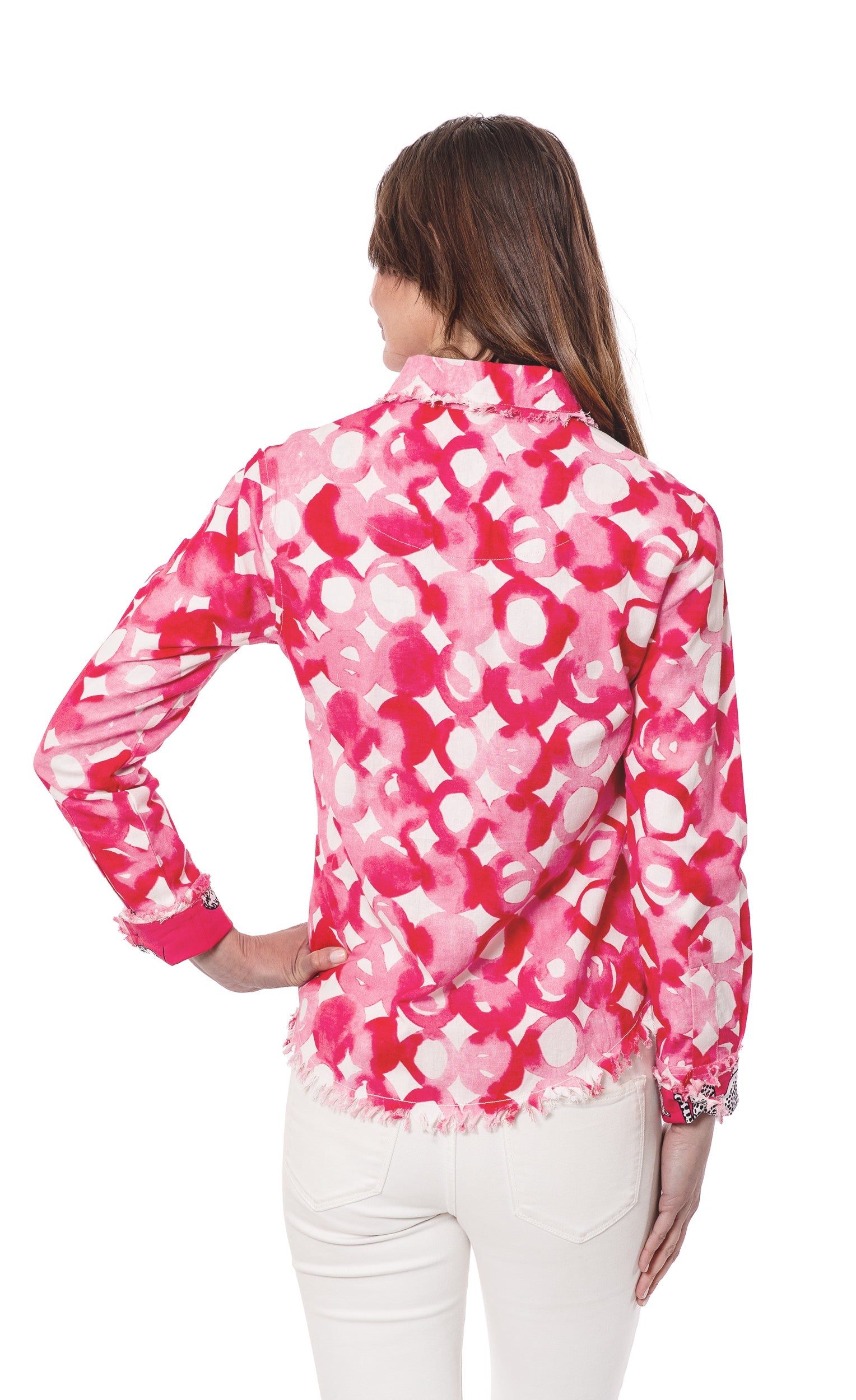 Dizzy-Lizzie Cape Cod Pink Watercolor shirt featuring a soft pink watercolor design on lightweight fabric.