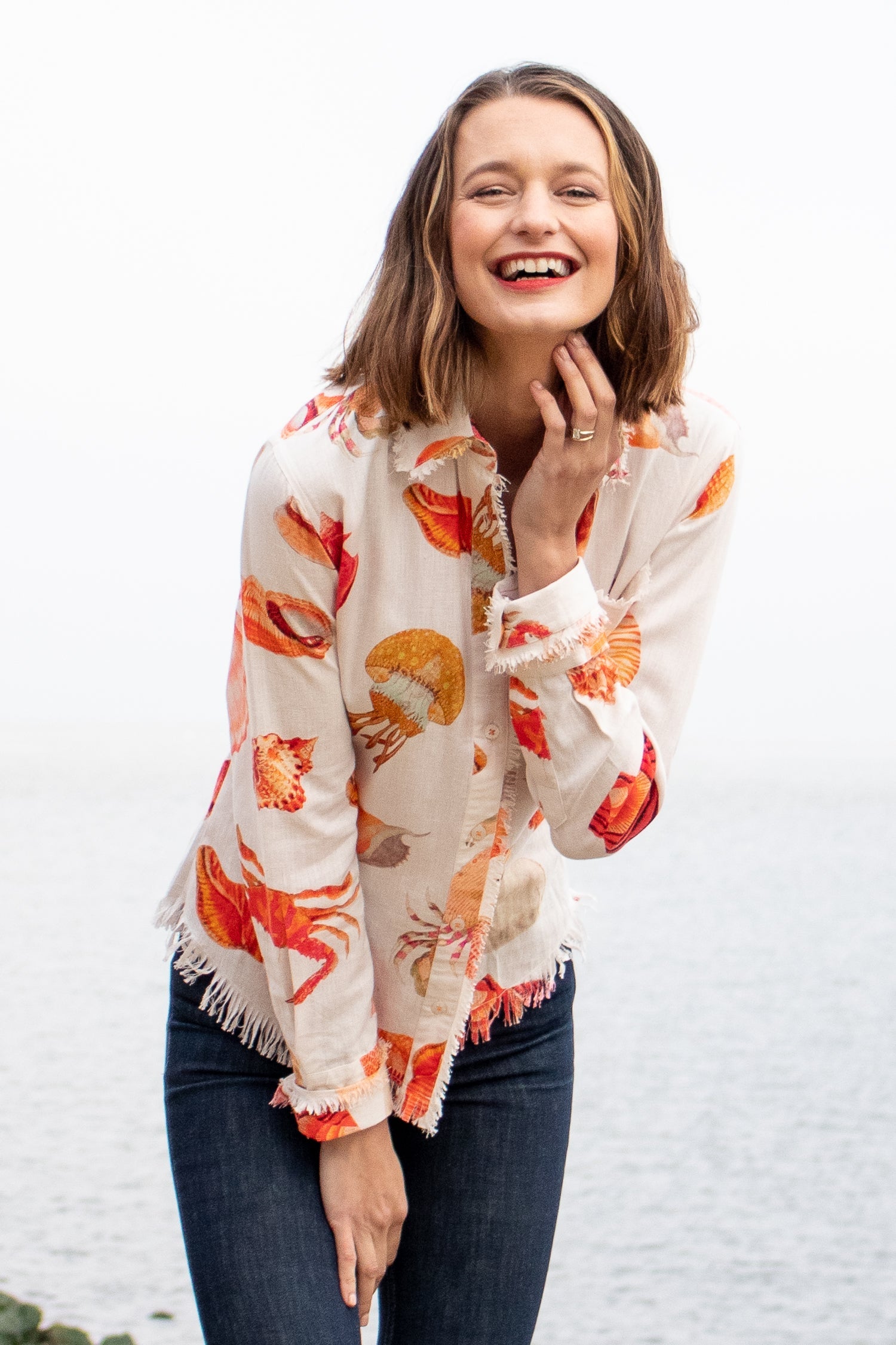 Dizzy-Lizzie Cape Cod Sea Life shirt featuring a colorful ocean-inspired marine life design on soft fabric.