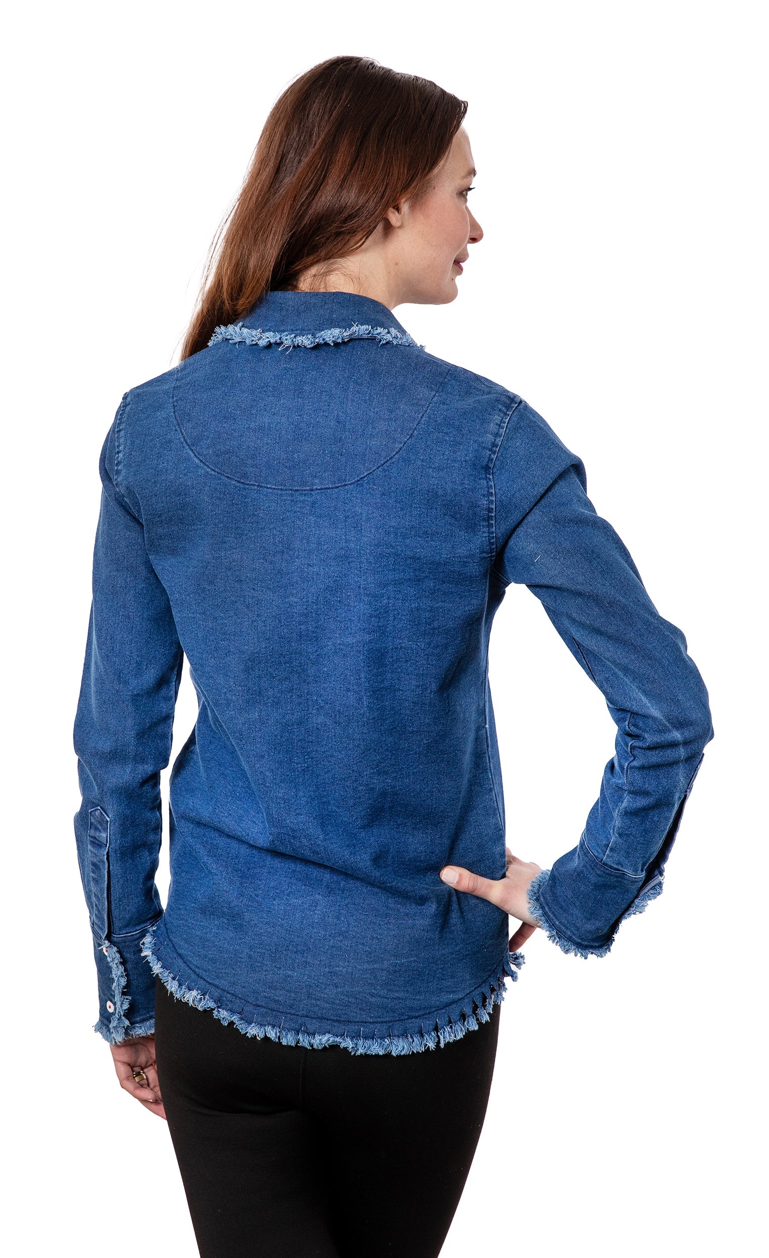 Dizzy-Lizzie Denim Cape Cod shirt featuring classic denim fabric and stylish design, displayed on a neutral background.