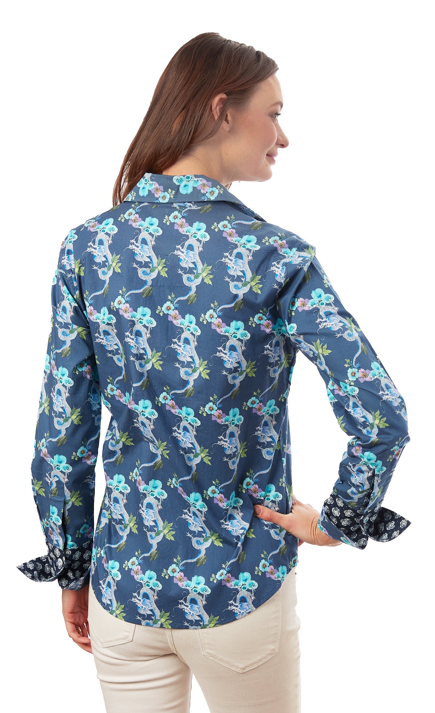 Navy Rome shirt with dragon patterns by Dizzy-Lizzie, featuring a stylish and detailed design on a casual shirt.