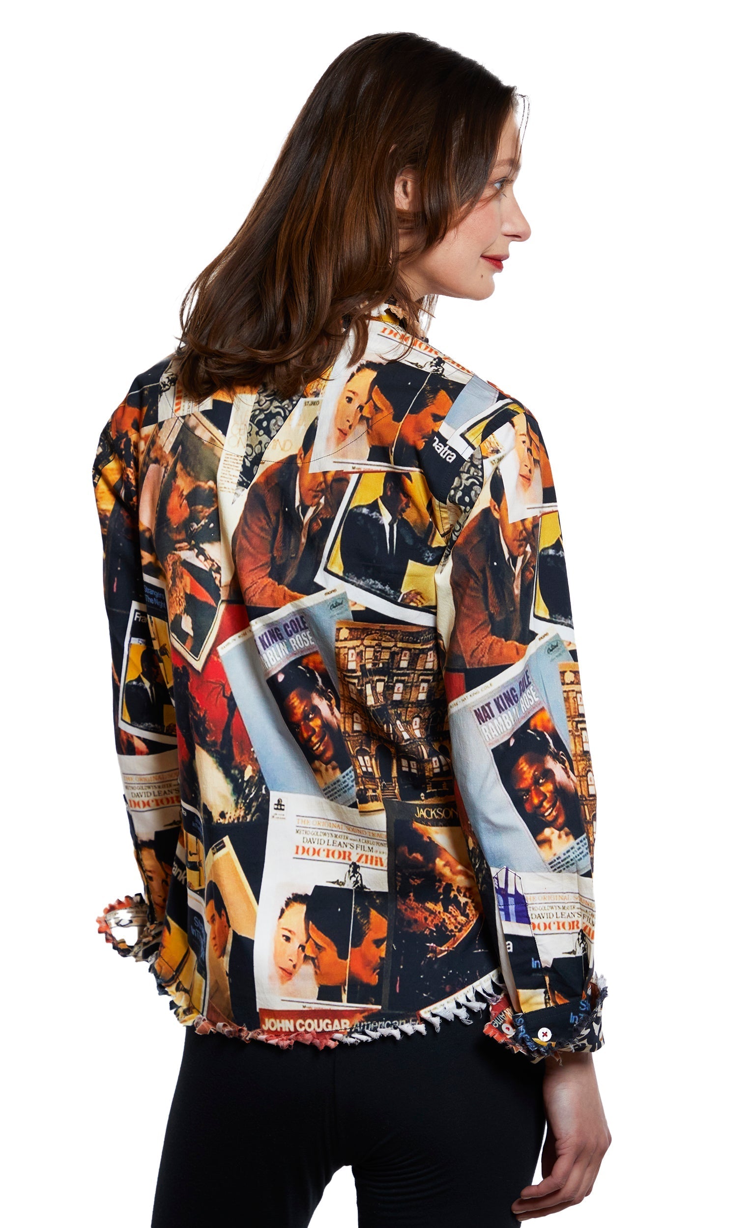 Dizzy-Lizzie Cape Cod Rock and Roll print top featuring vibrant rock-inspired artwork on a stylish casual shirt.