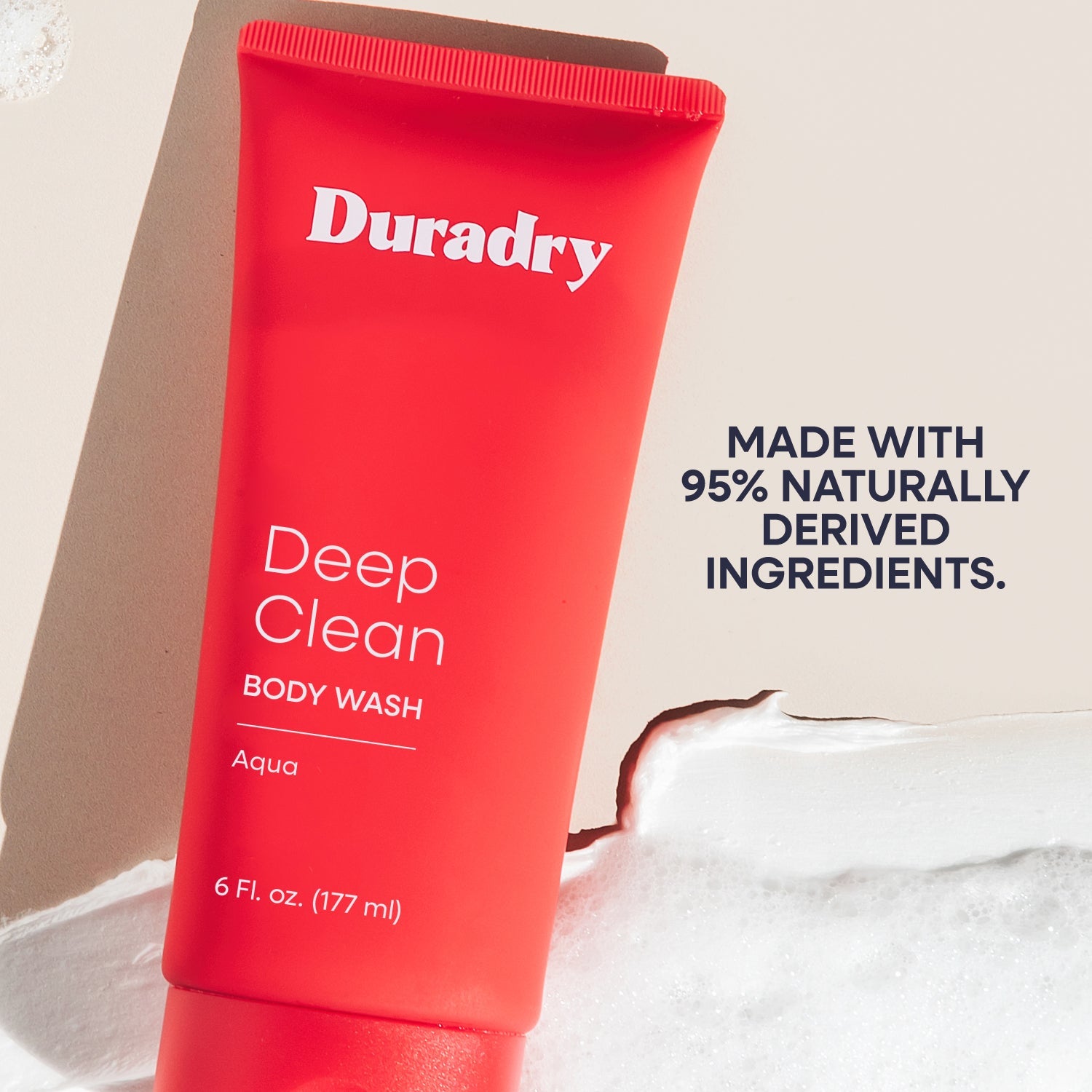 Duradry body wash duo featuring deep cleanser bottles with pump tops, designed for thorough skin cleansing and freshness.