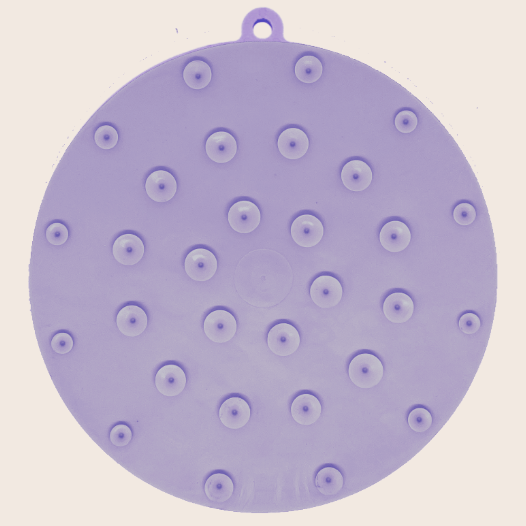 Purple Farm To Pet round dog lick mat with suction cups, designed for dogs to lick and chew safely.