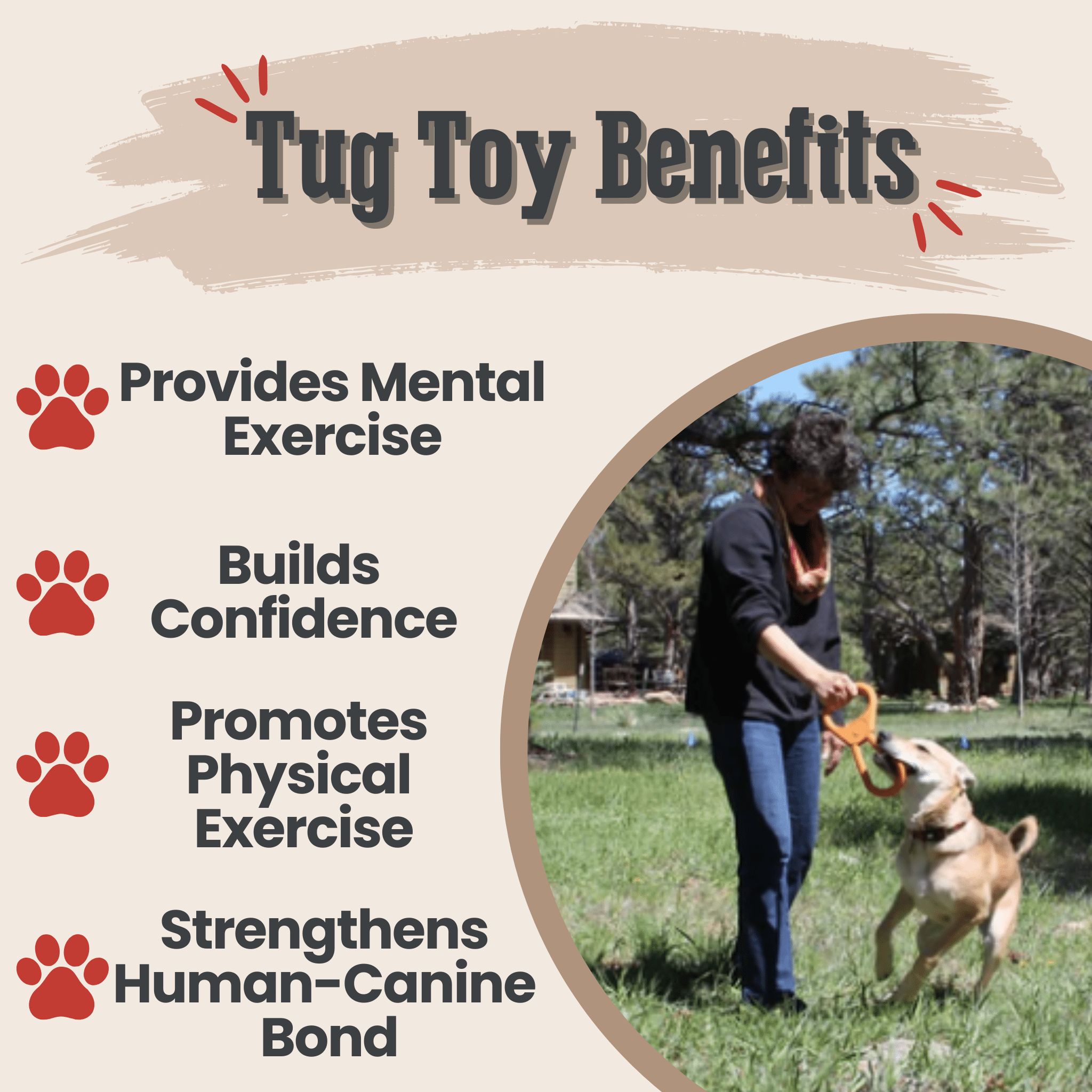 Farm To Pet orange tug toy for dogs, durable rope and handle for chewing and tugging play.