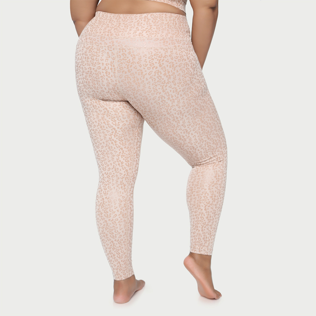 Metallic cheetah print active leggings by Fitkitty Culture, stylish women&