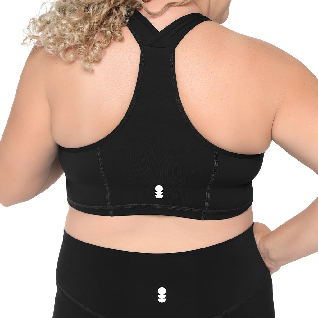 Black Fitkitty Culture SmoothFit full coverage sports bra with supportive design, ideal for active yoga and workout sessions.