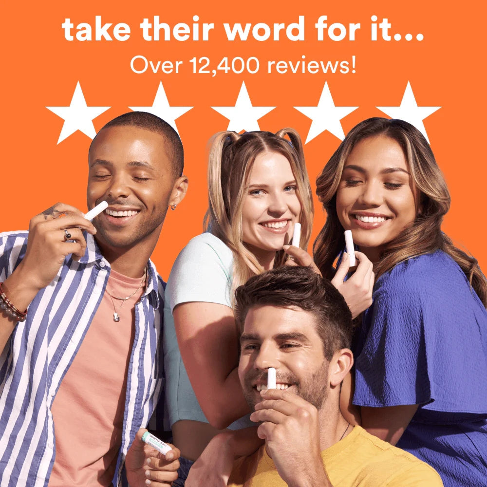 Healthova BoomBoom Nasal Stick with vapor flow technology, mint, wintermint, and tropical essential oils for a refreshing, mood-boosting inhaler.