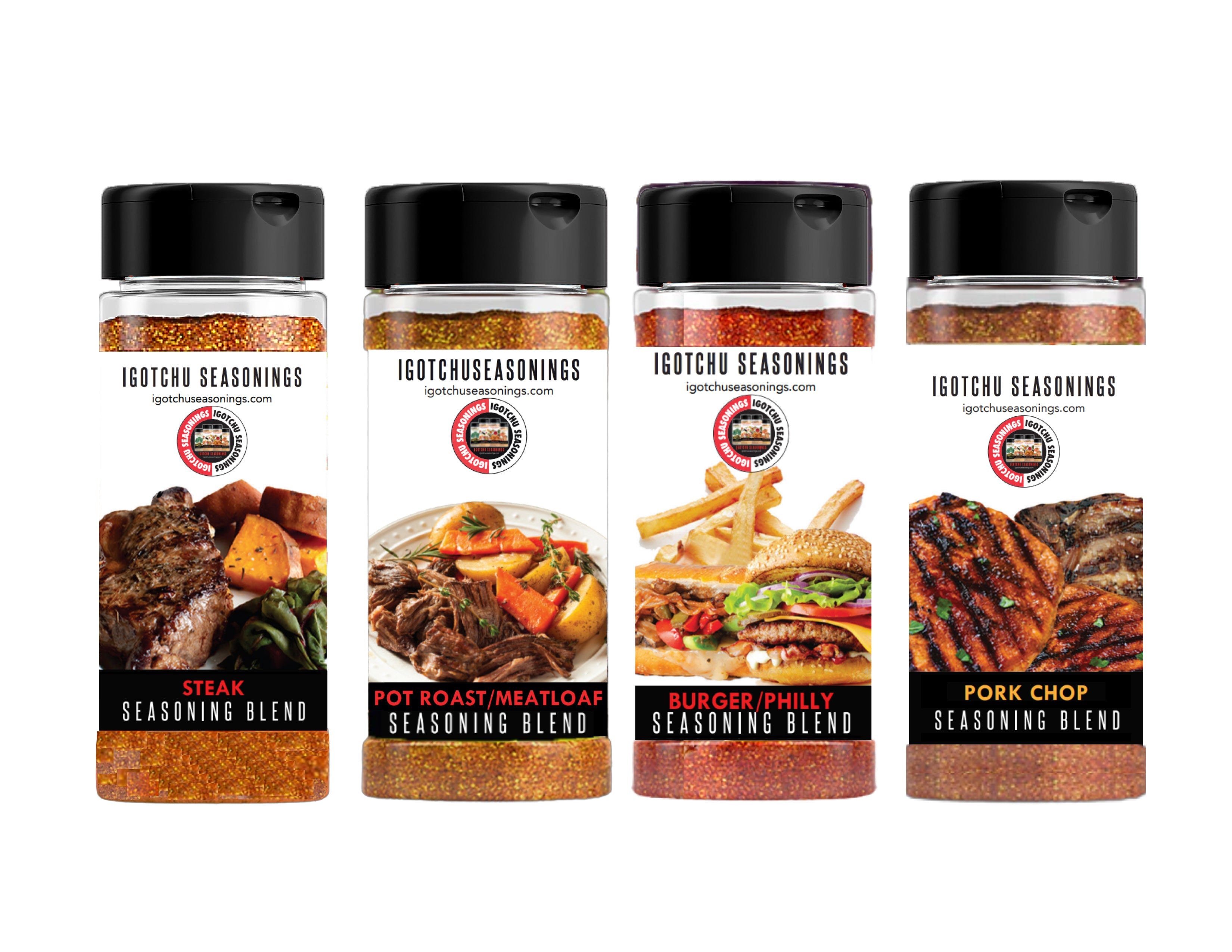 Assorted Igotchu Seasonings "The Carnivore" bundle with spice jars and labels for meat seasoning collection.