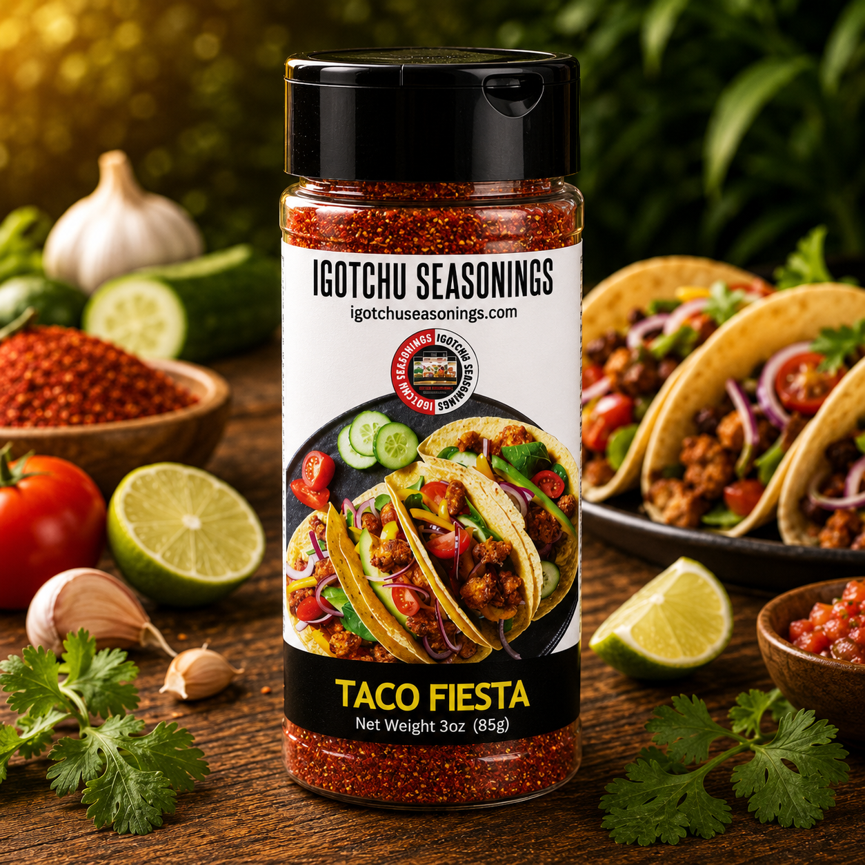Igotchu Taco seasoning packet from Igotchu Seasonings, featuring vibrant taco fiesta spice blend in a colorful packet.