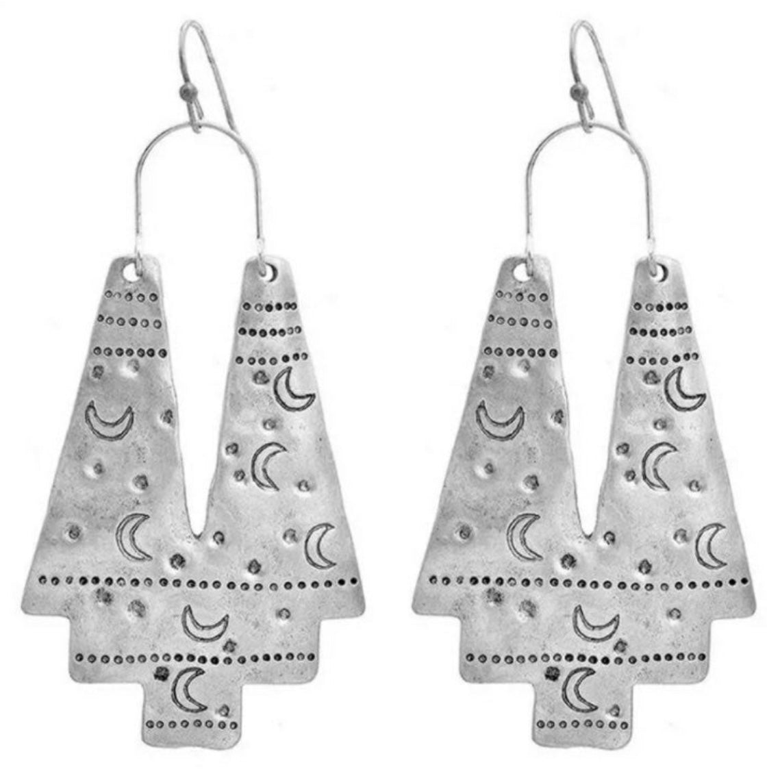 Hammered Aztec Moon Earrings