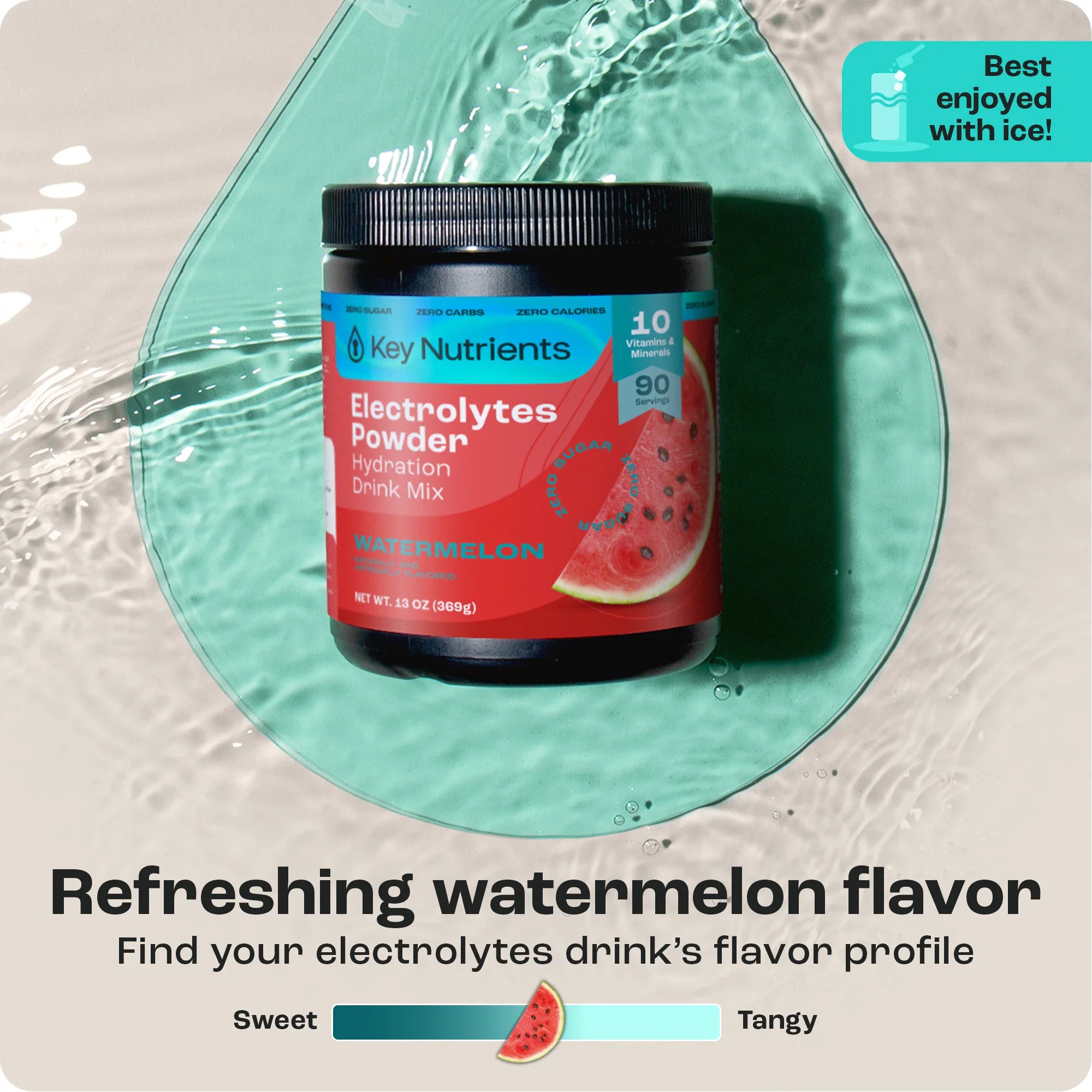 Key Nutrients Electrolyte Recovery Plus Powder in a sugar-free formula, showing the powder scoop and packaging.