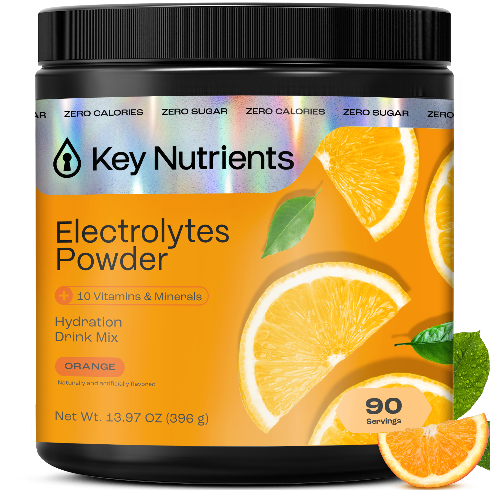 Key Nutrients Electrolyte Recovery Plus Powder in a sugar-free formula, showing the powder scoop and packaging on a clean surface.