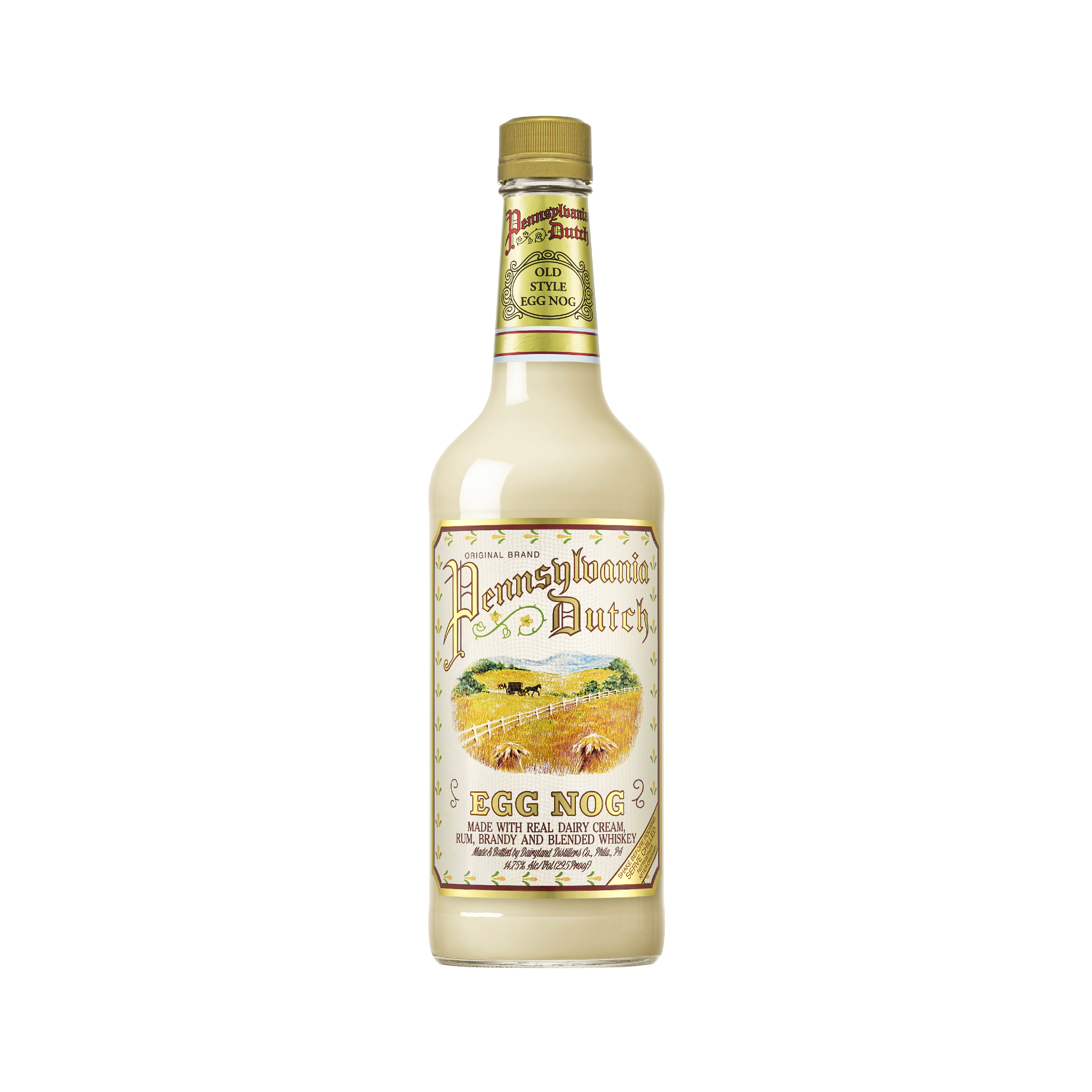 Pennsylvania Dutch Egg Nog Liqueur bottle from Liquor Geeks, 750ml, with festive packaging and creamy egg nog flavor.
