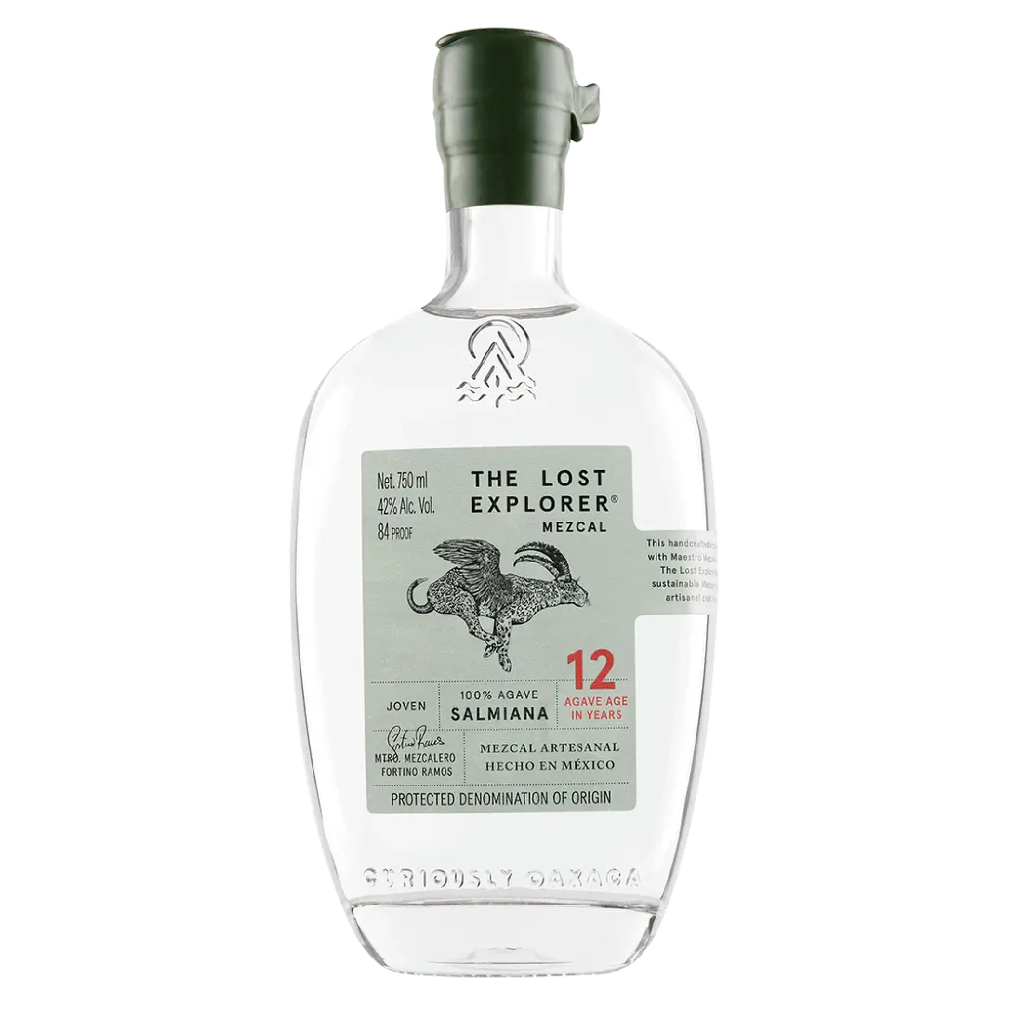 Bottle of The Lost Explorer Mezcal Salmiana by Liquor Geeks, 750ml, showing the label and dark glass bottle.