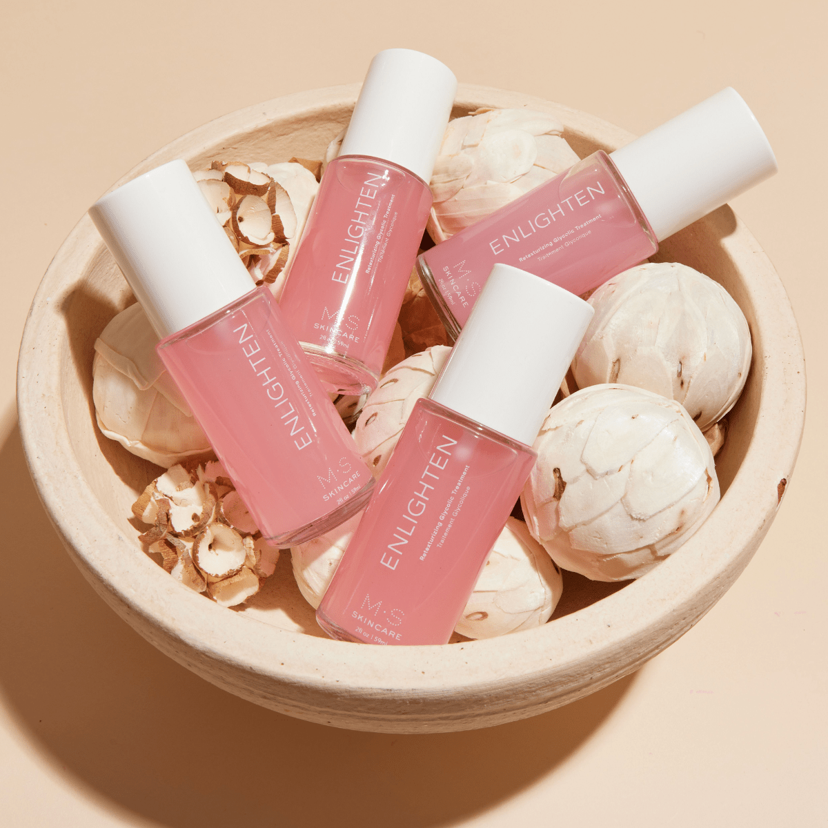 M.S Skincare Enlighten facial care product with sleek packaging and elegant design for radiant skin.