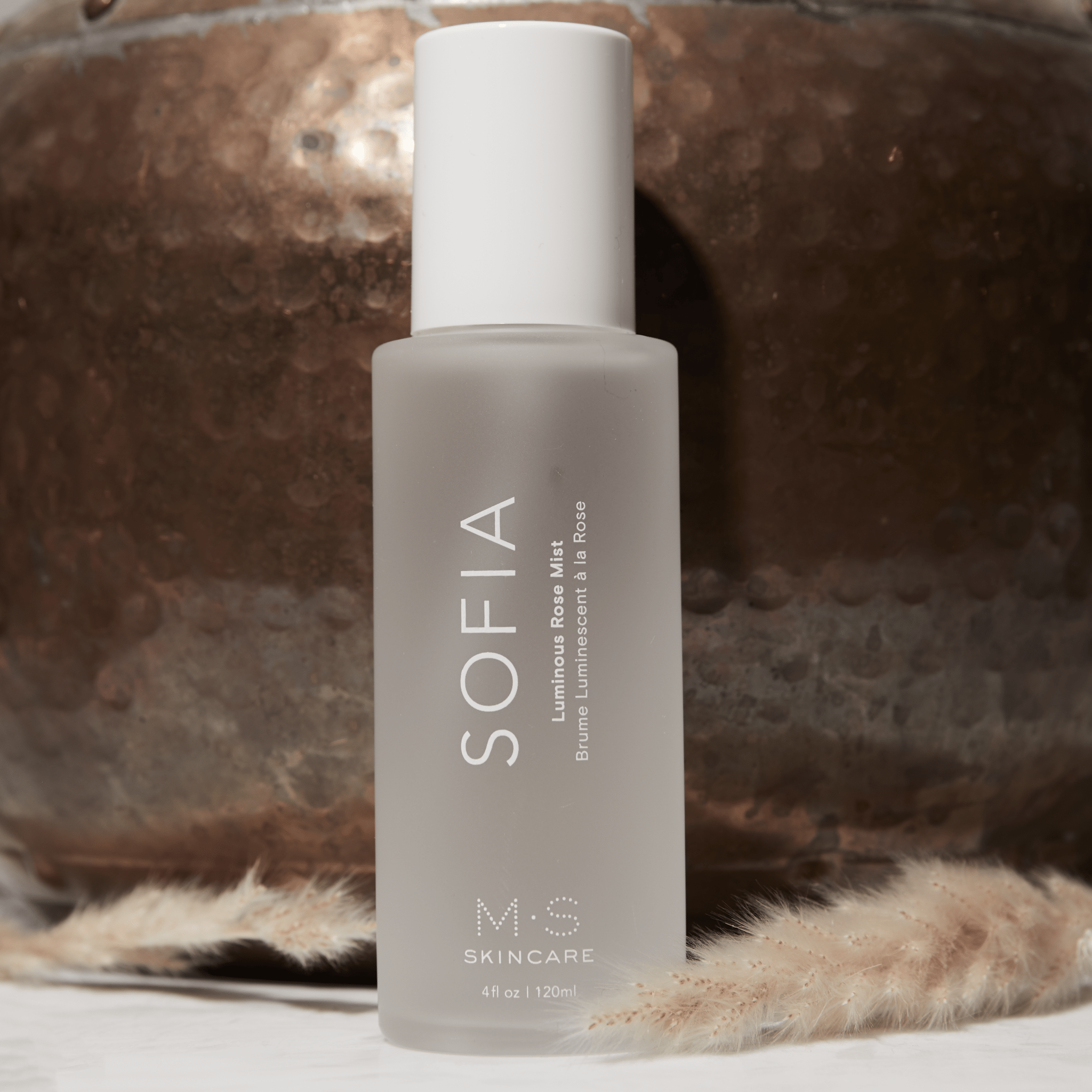 M.S Skincare Sofia facial care product with sleek packaging and natural ingredients displayed in a clean, professional setup.