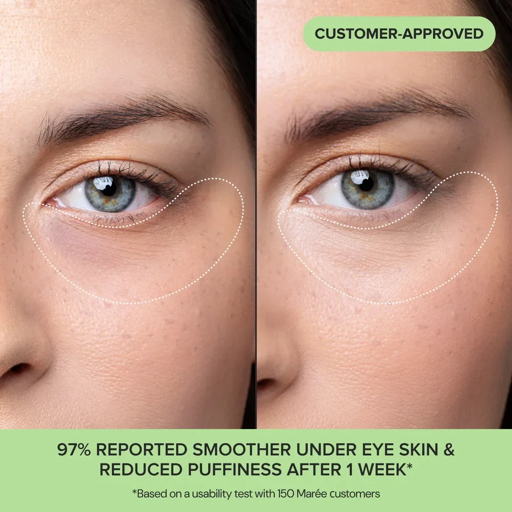 Maree Instant Eye Smoother Balm in a sleek stick form, designed to reduce puffiness and brighten the eye area.