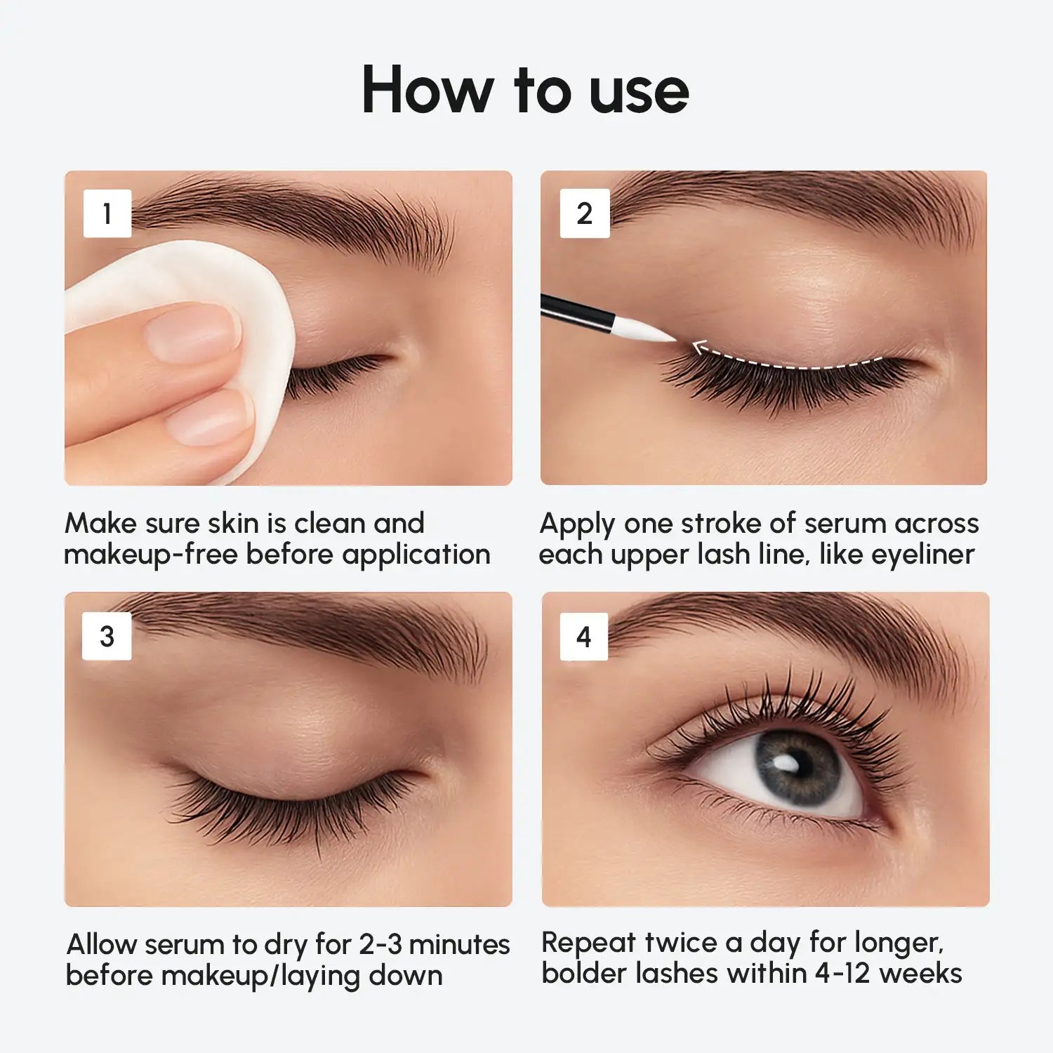 Maree Lash & Brow Growth Serum bottle with applicator wand, designed to enhance eyelash and eyebrow length and fullness.