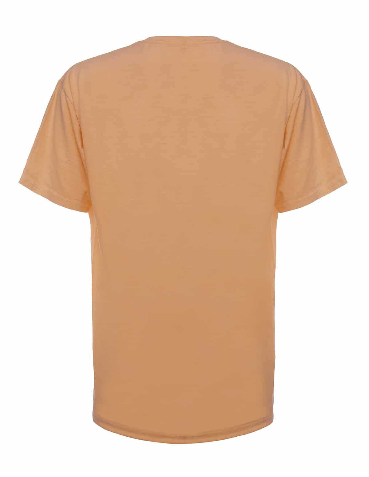 Back view of a neon orange SpectraUSA garment dye T-shirt, showcasing vibrant color and casual fit.