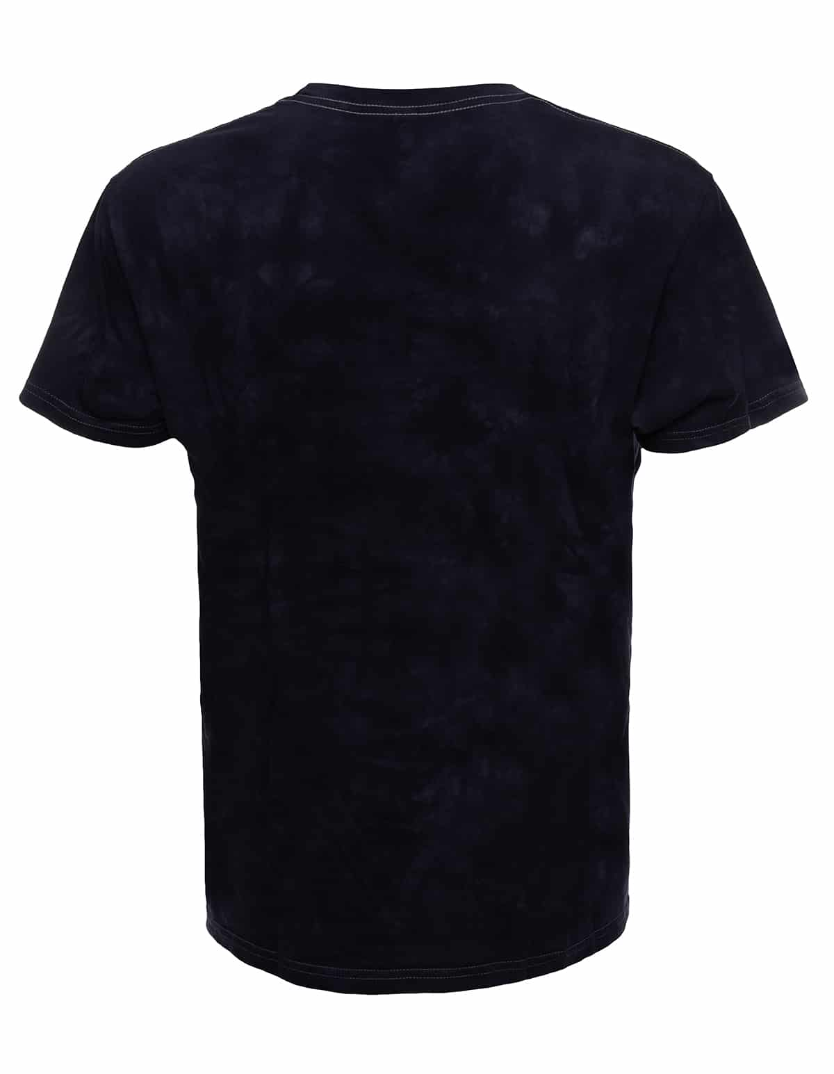 SpectraUSA Cloud Wash Ocean tie-dye tee shirt shown from the back with vibrant blue and white cloud pattern.