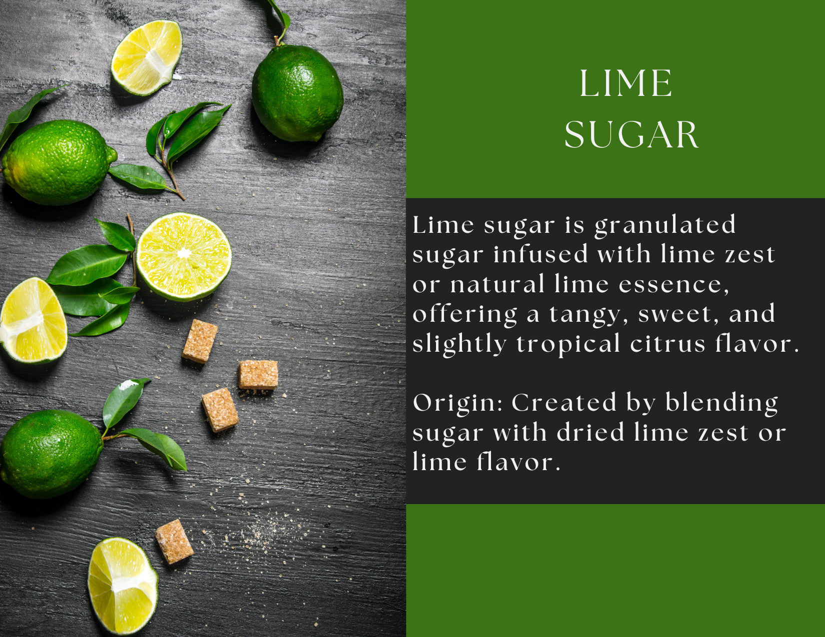 Spice Wheel Lime Sugar in a jar, showing vibrant lime-flavored sugar crystals with a bright green hue and textured surface.
