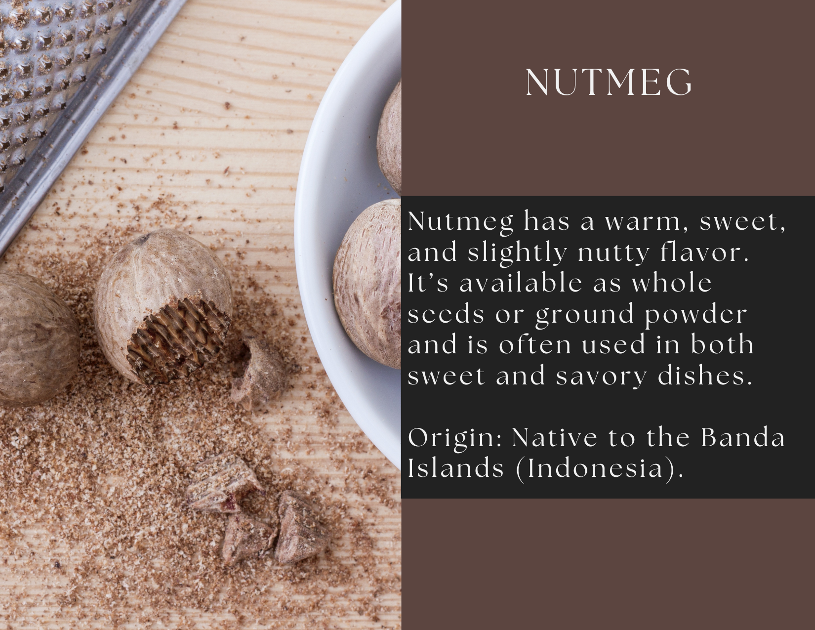 Glass jar of ground nutmeg from Spice Wheel, showing the spice&