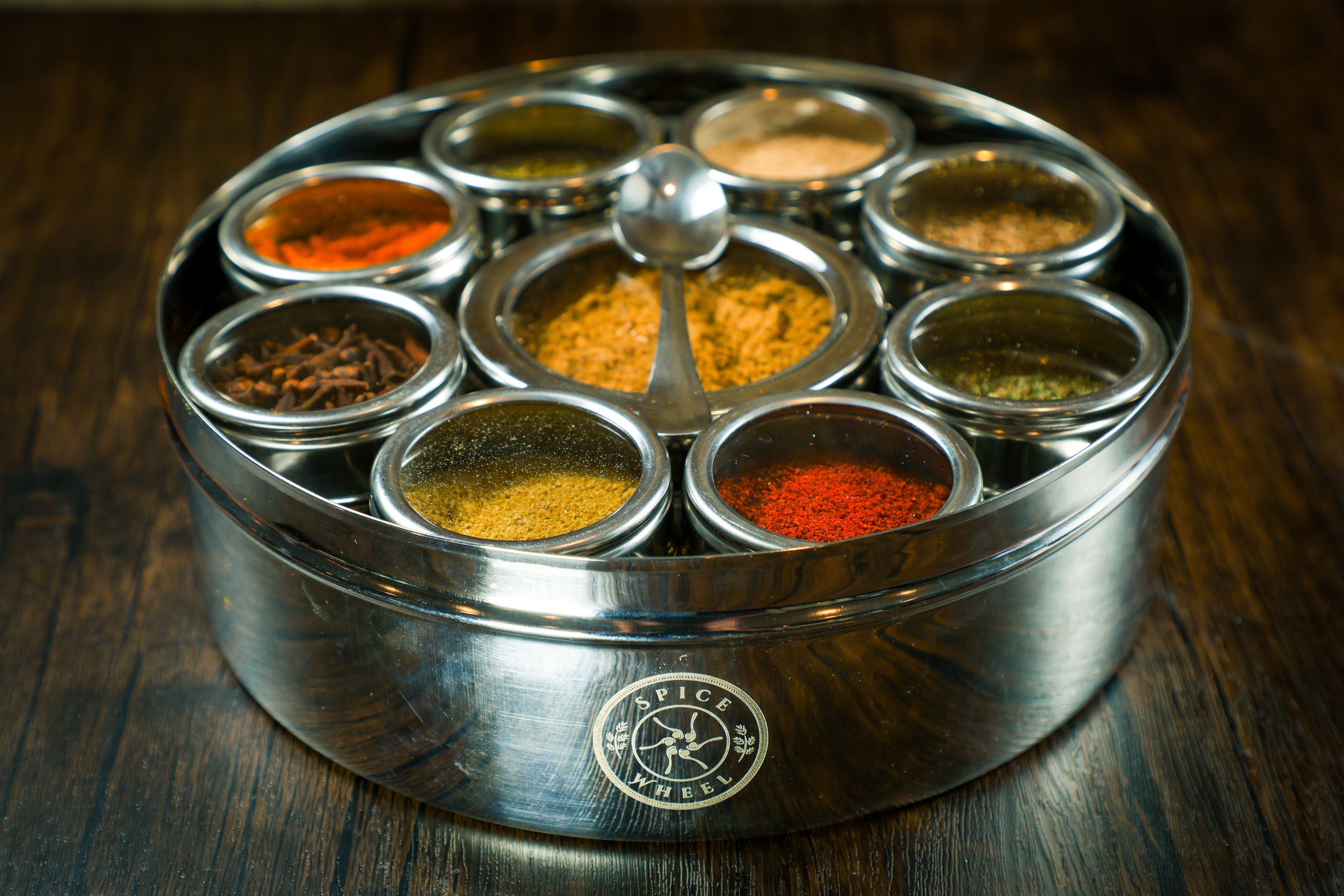 Mexican Spice Wheel showing colorful spice segments on a circular spice guide for cooking and seasoning.