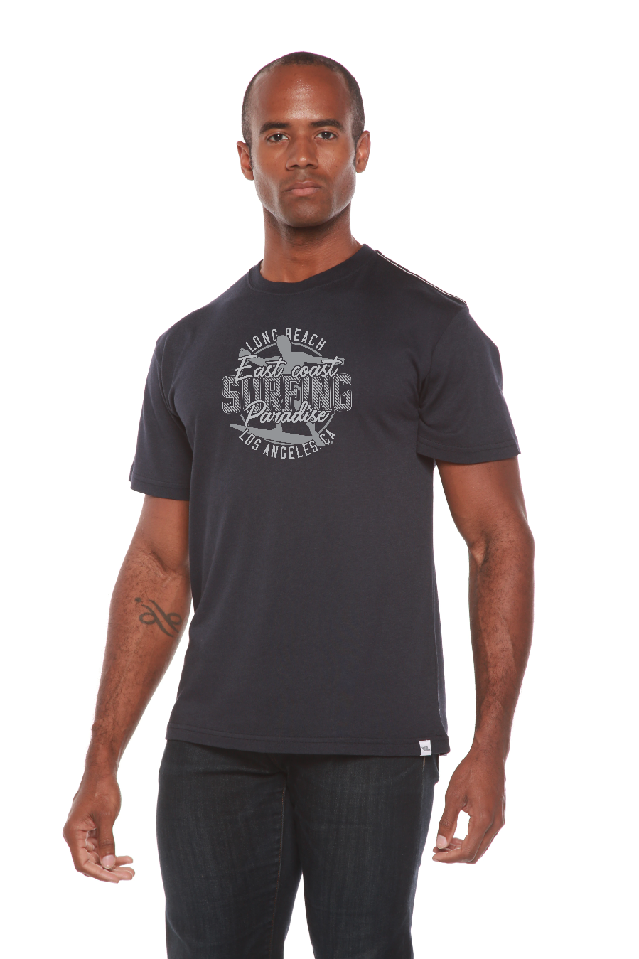 Mens graphic T-shirt by Spun Bamboo featuring East Coast Paradise design made from bamboo viscose and organic cotton.