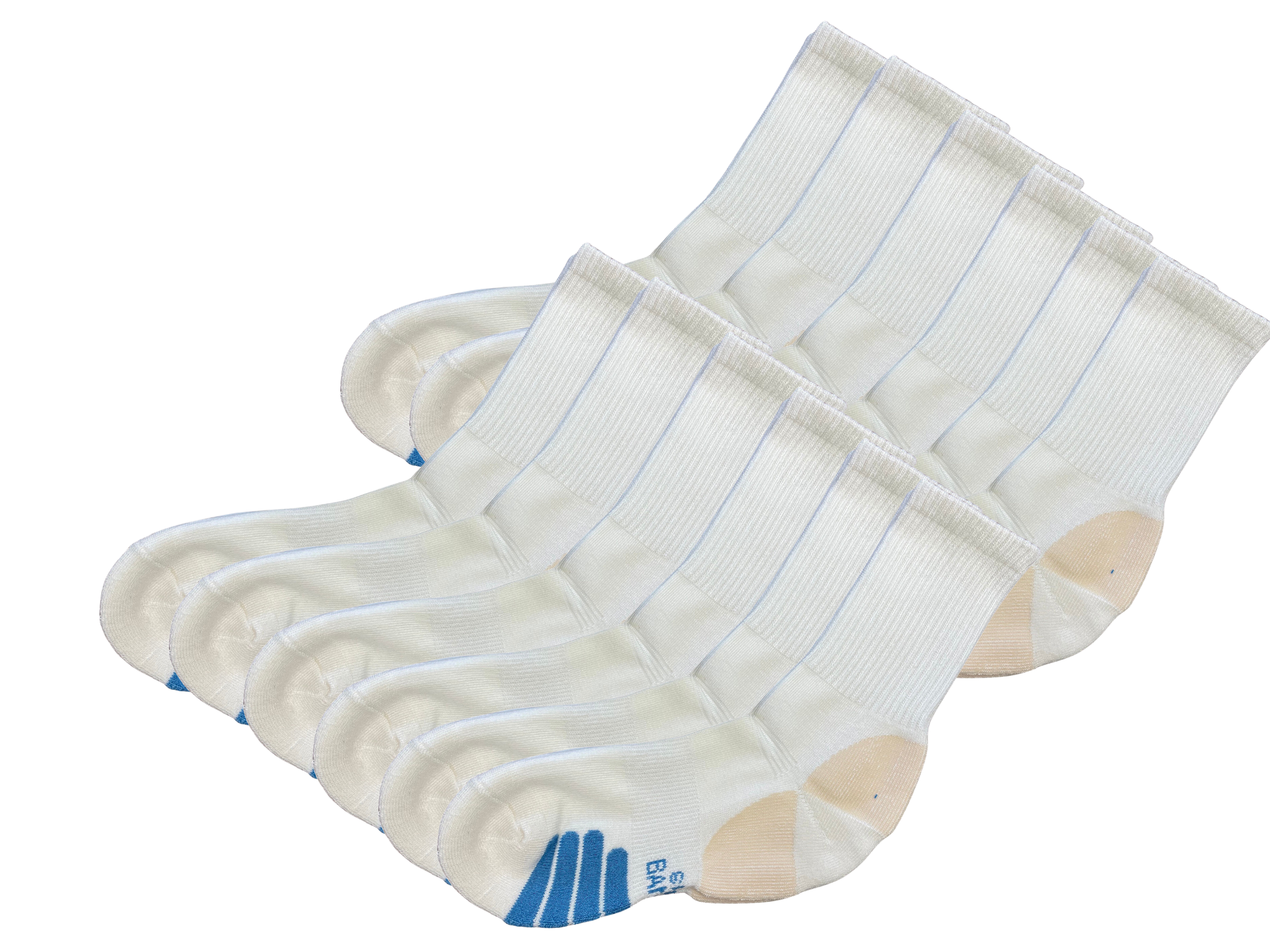 Unisex white bamboo viscose crew socks from Spun Bamboo, 12-pack, showing soft fabric and comfortable fit for everyday wear.