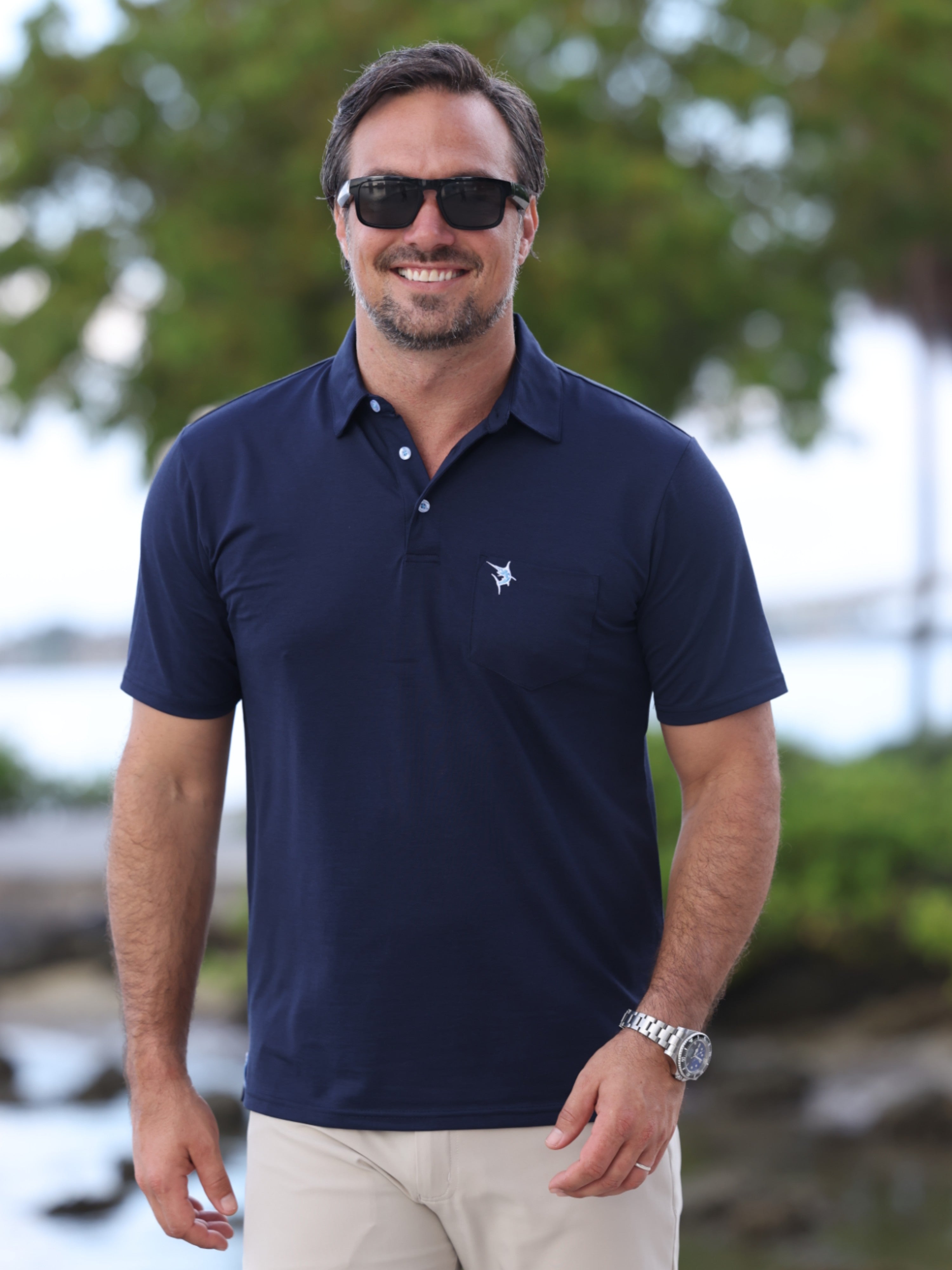 White Water Life Charleston Polo shirt in various colors, made from comfortable fabric with a classic fit.