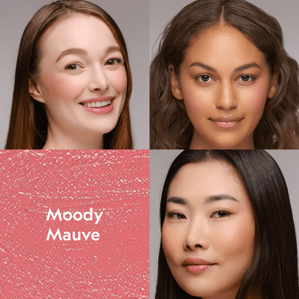 YENSA Super Serum Silk Buildable Cream Blush in Moody Mauve, smooth creamy blush with a silky finish on fair skin.