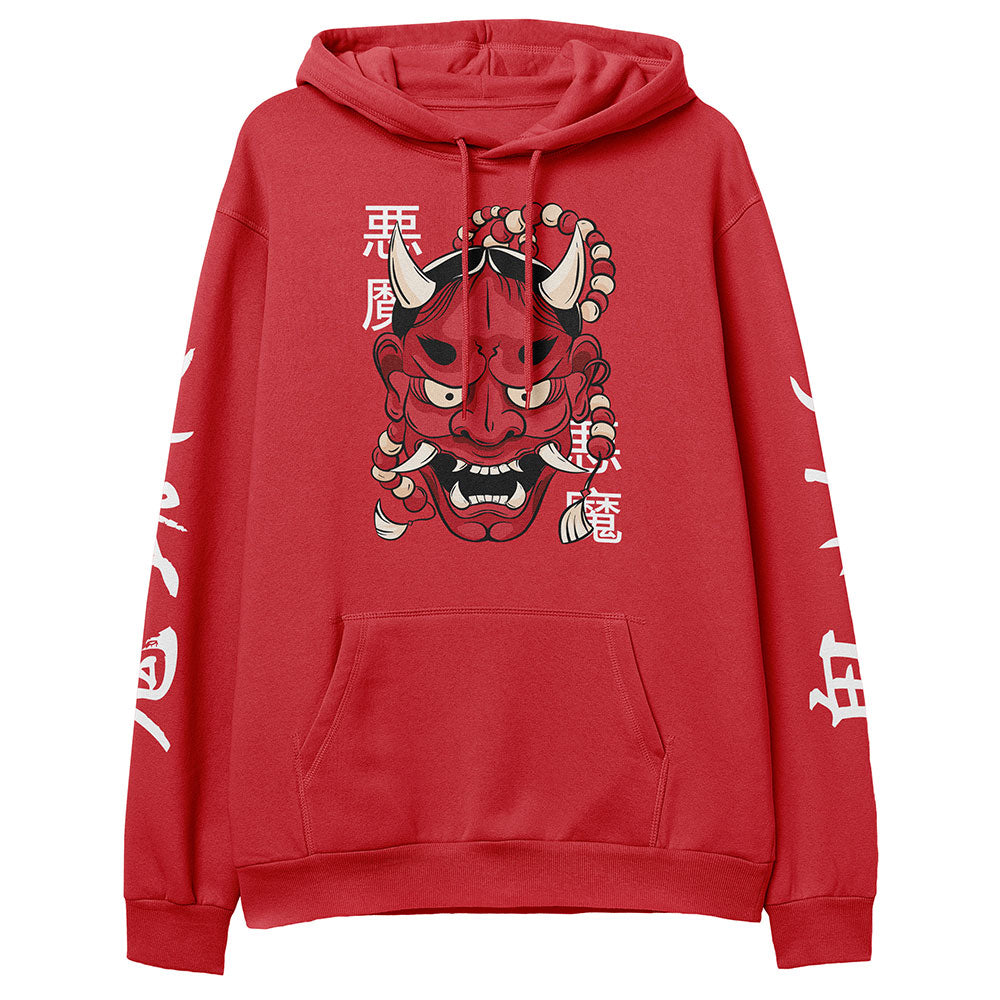 Yūjin Clothing Hannya Demon Mask hoodie featuring a bold, artistic demon mask design on a comfortable black hoodie.