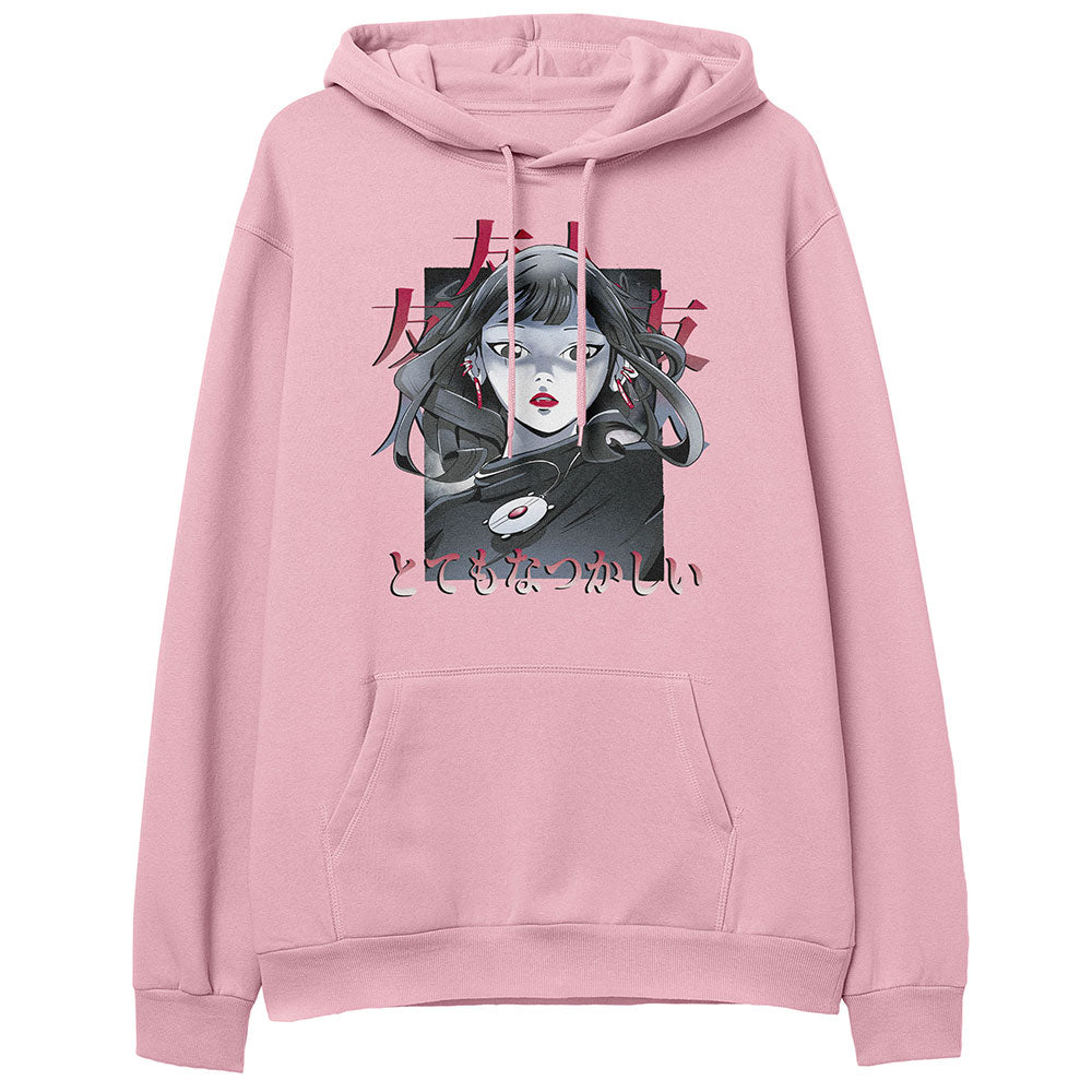 Yūjin Clothing I Saw You hoodie in black featuring a casual fit and front graphic design, made from soft, comfortable fabric.