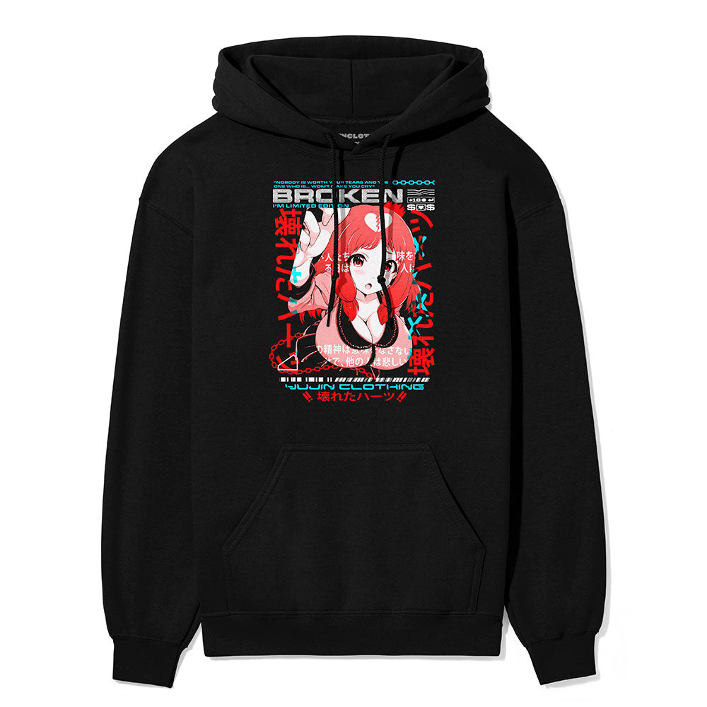 Yūjin Clothing Heartbreak Hoodie featuring a cozy fit, soft fabric, and a stylish heart graphic on the front.