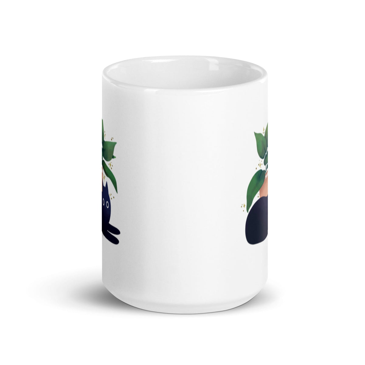 Yūjin Clothing Chilling Cat Mug featuring a playful cat design, ceramic mug perfect for coffee or tea enjoyment.